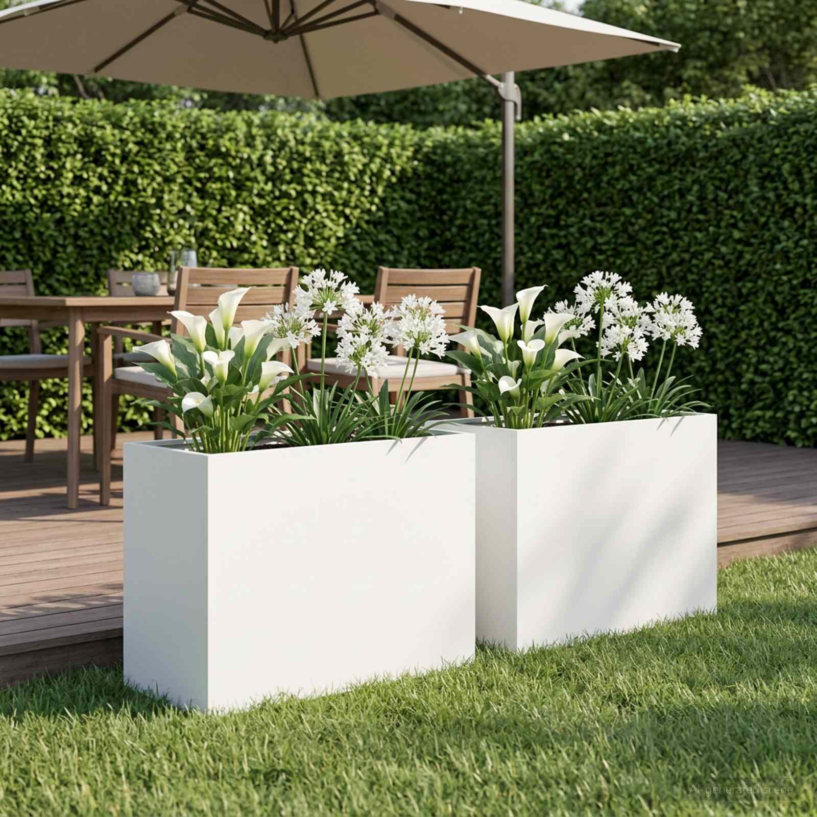 Vaso da giardino 2 pz Bianco 60 x 30 x 40 cm
