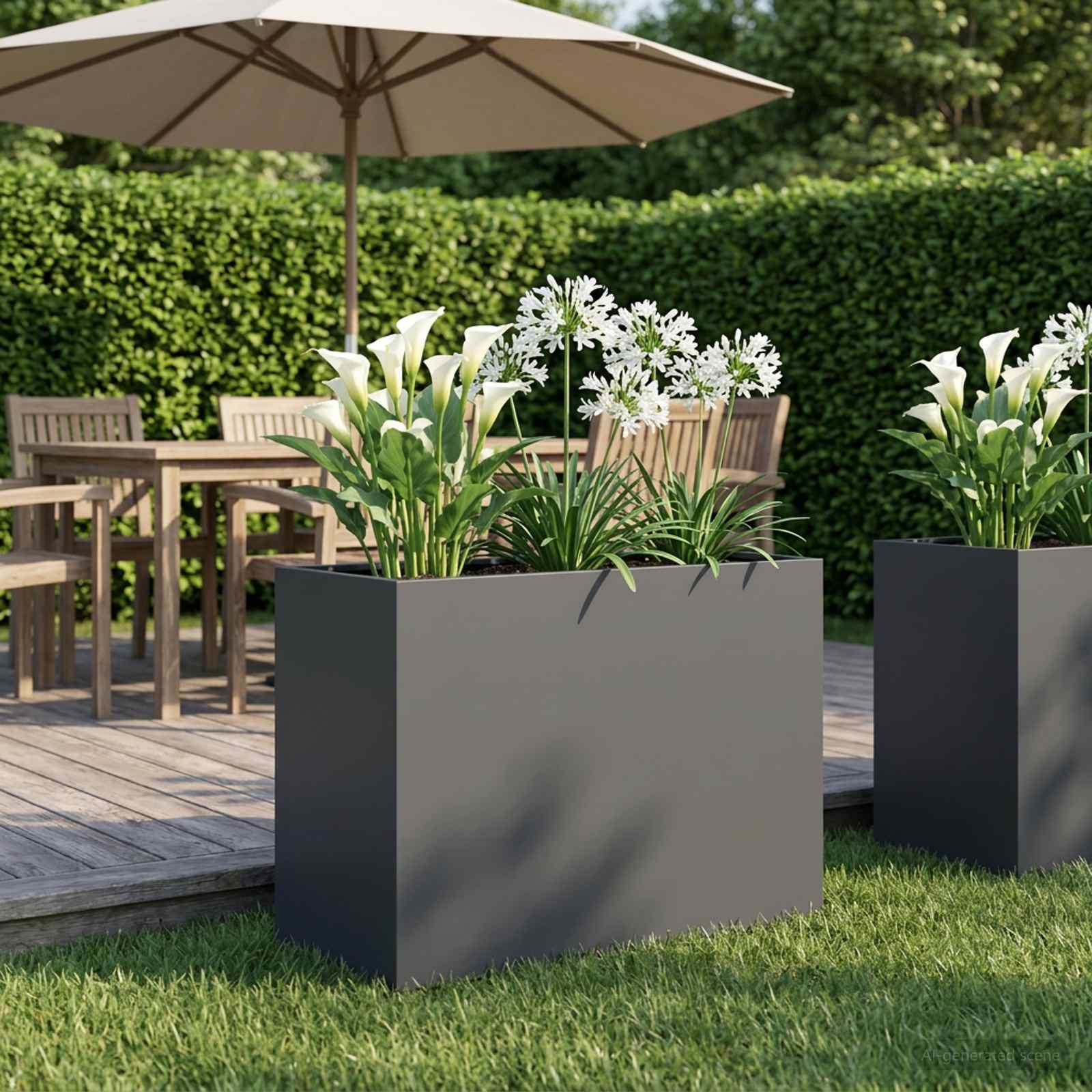 Vaso da giardino Antracite 60 x 30 x 40 cm