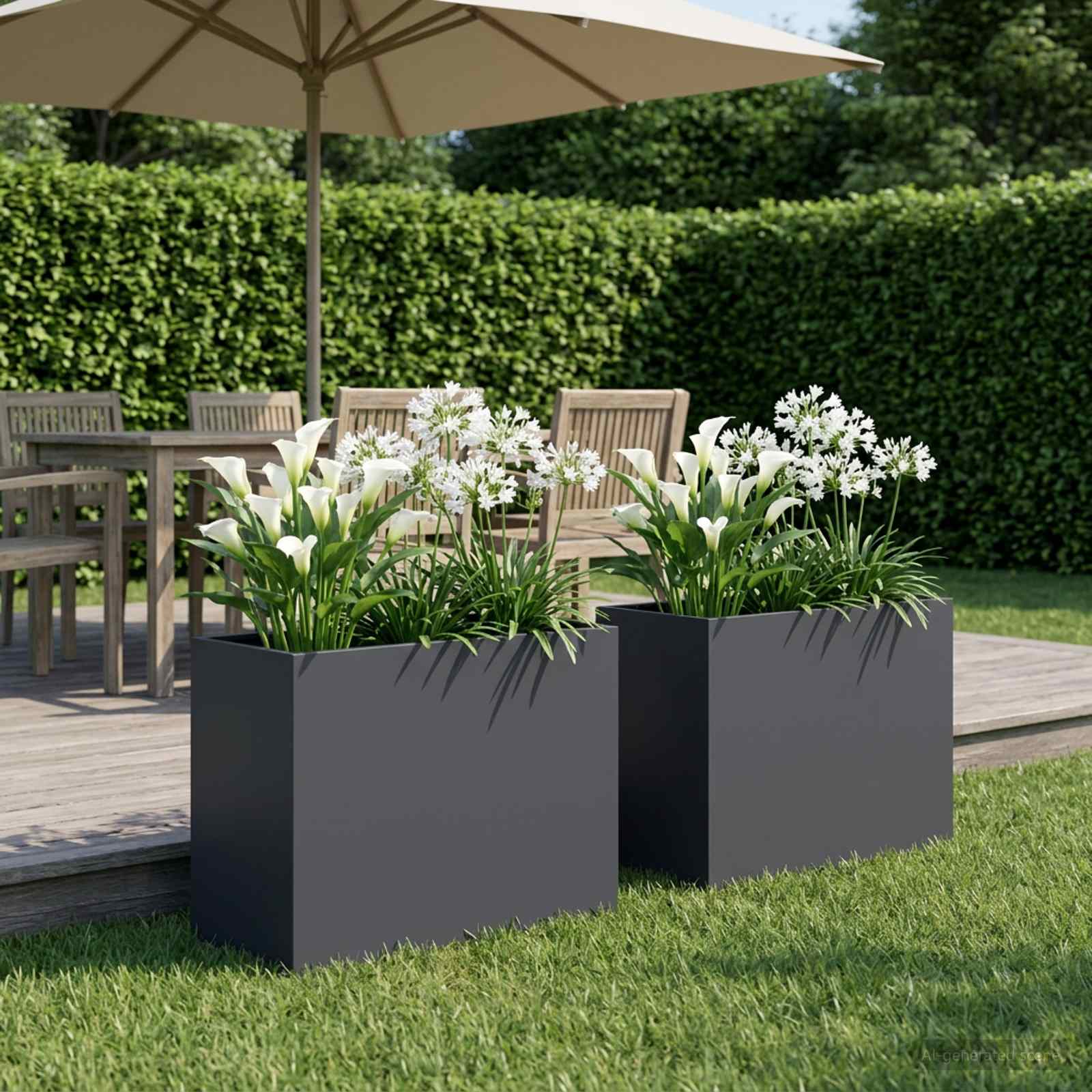 Vaso da giardino 2 pz Antracite 60 x 30 x 40 cm