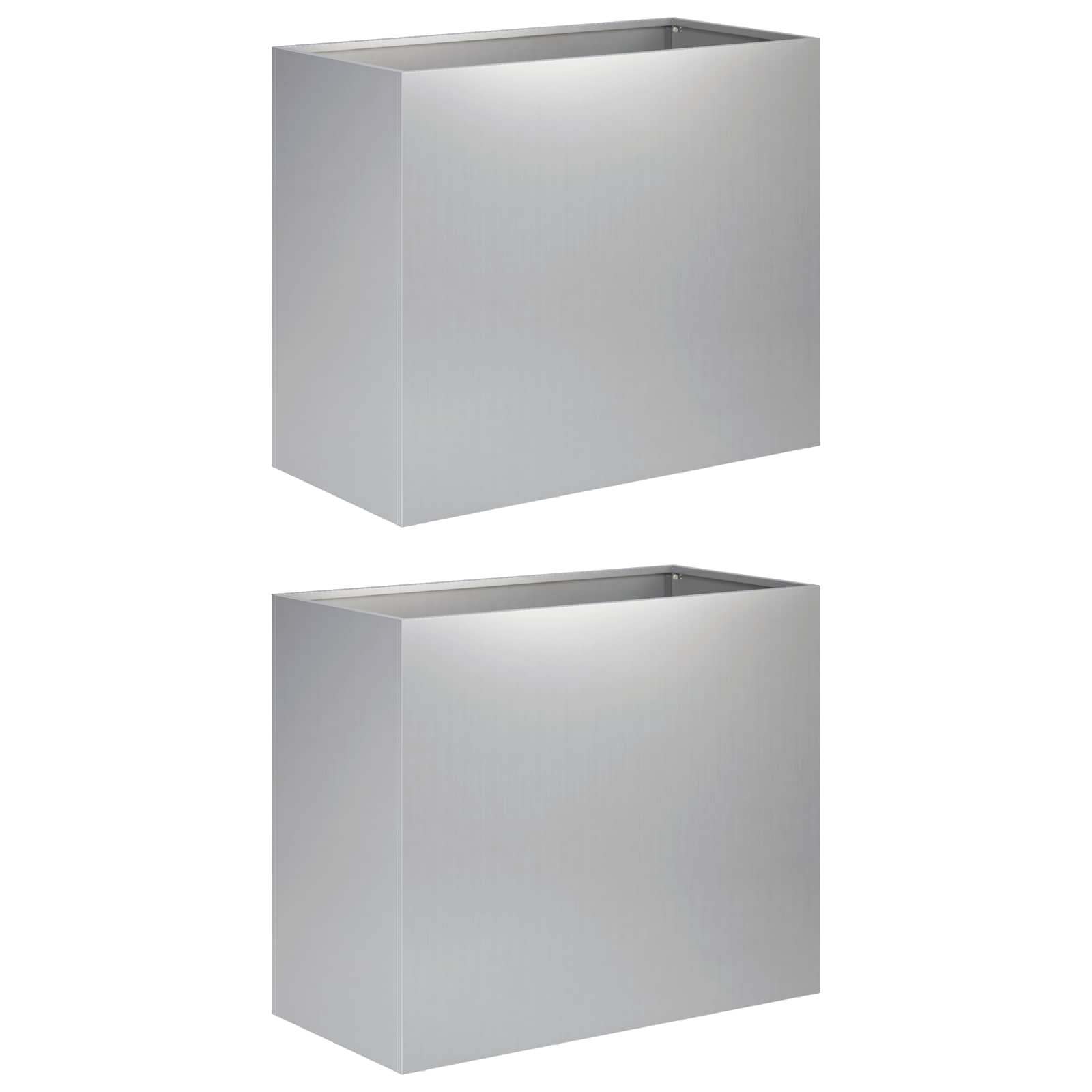 Vaso da giardino 2 pz Argento 60 x 30 x 40 cm Acciaio zincato