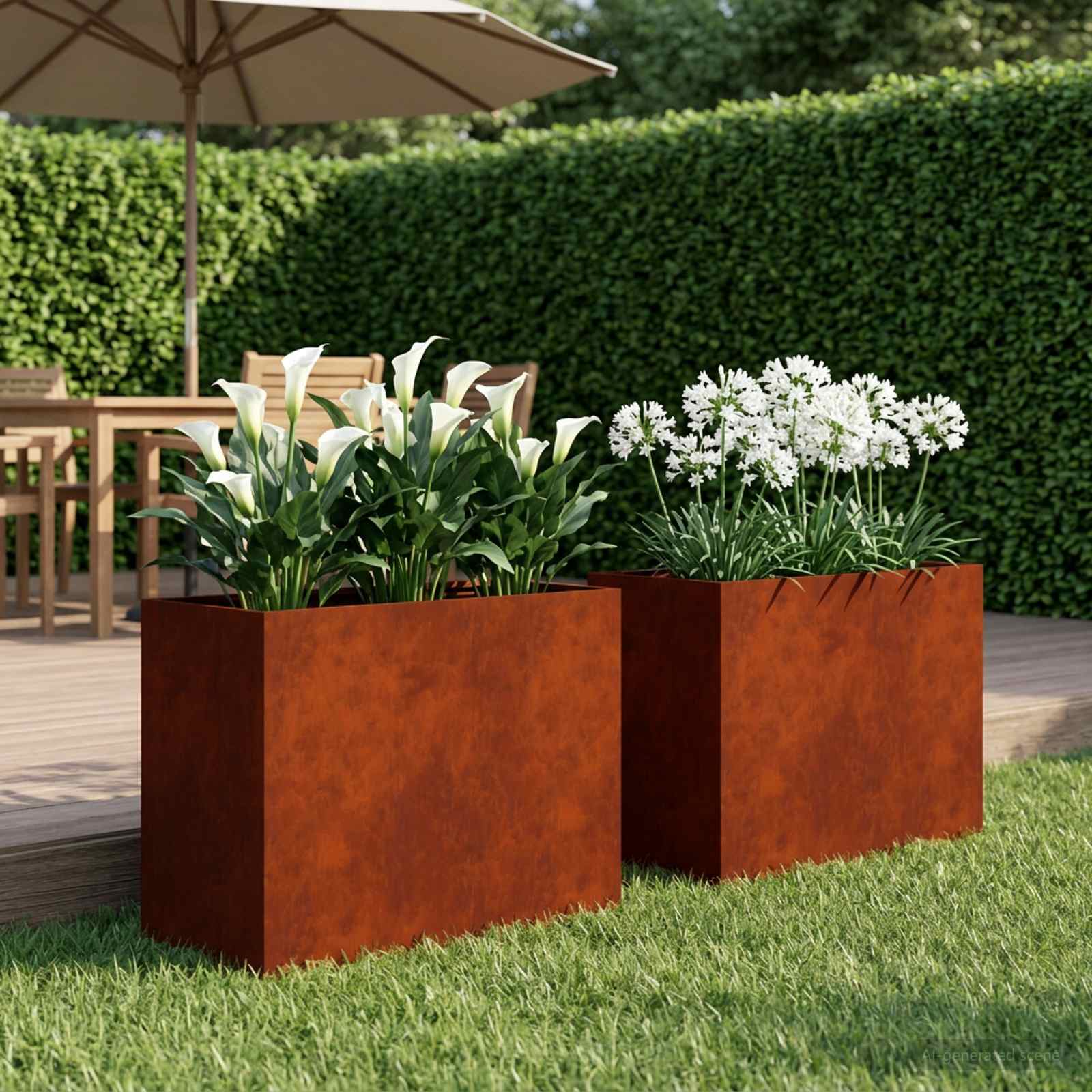 Vaso da giardino 2 pz Ruggine 60 x 30 x 40 cm Acciaio Corten