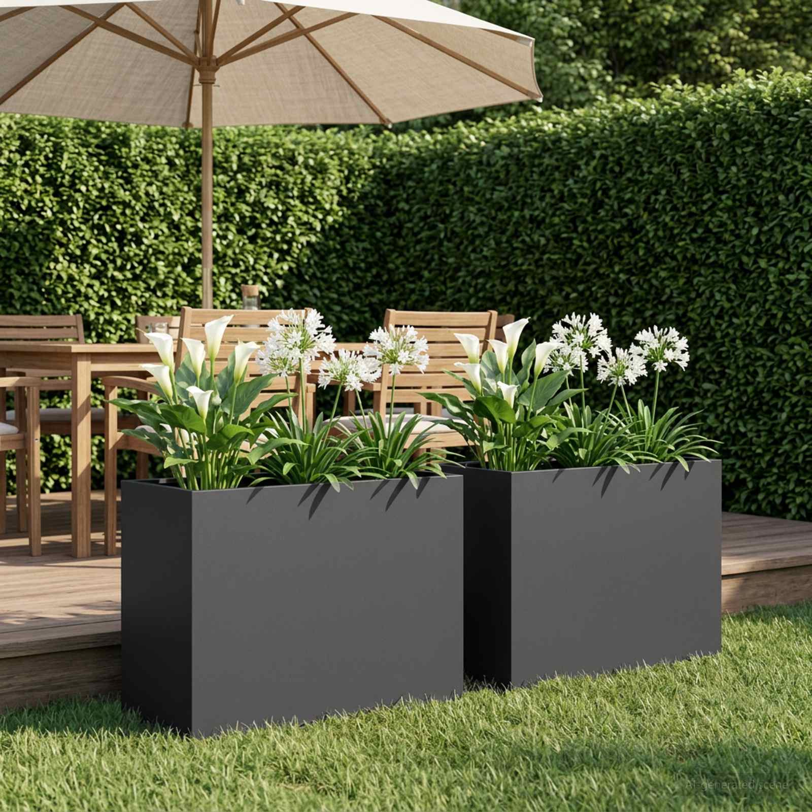 Vaso da giardino 2 pz Nero 60 x 30 x 50 cm