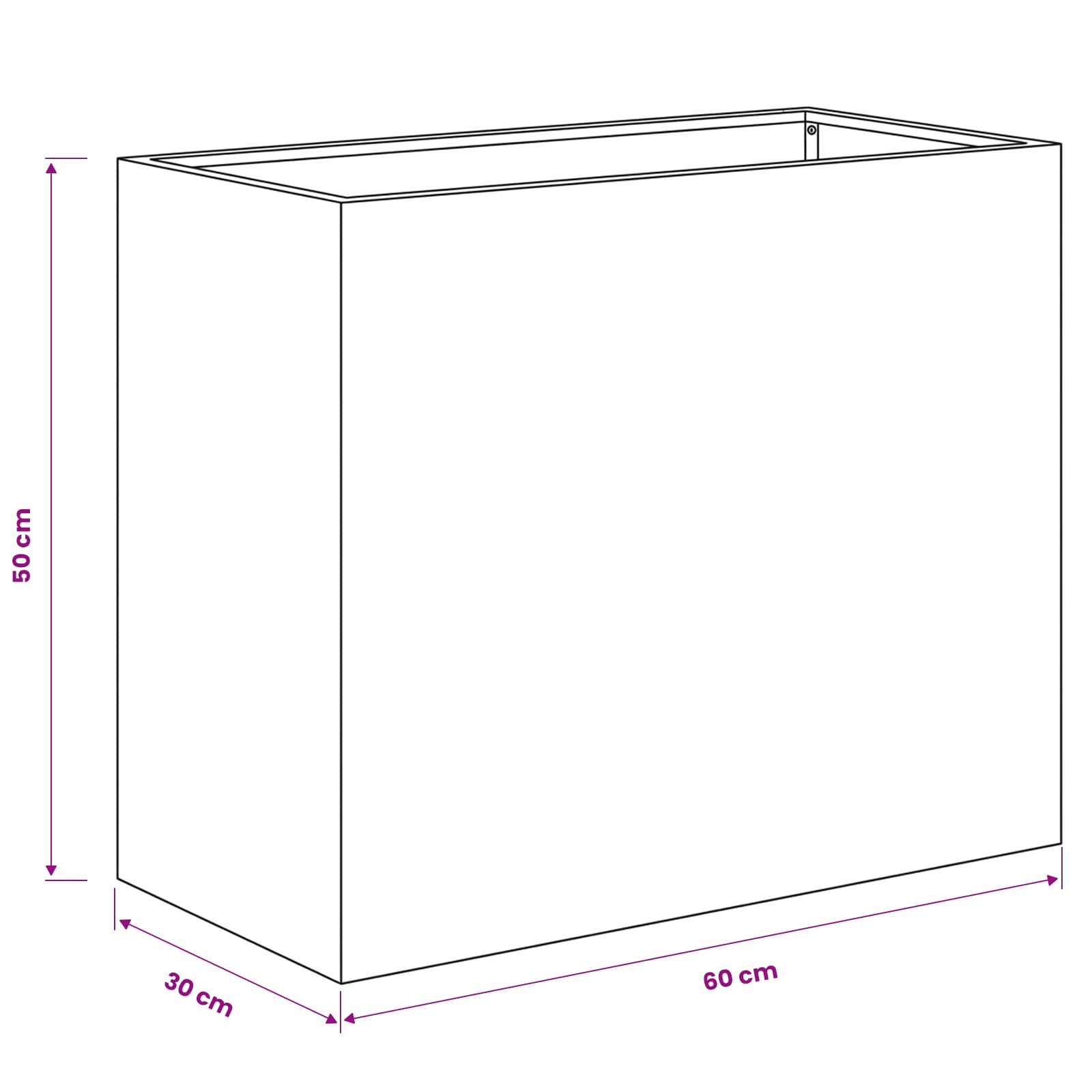 Vaso da giardino 2 pz Nero 60 x 30 x 50 cm