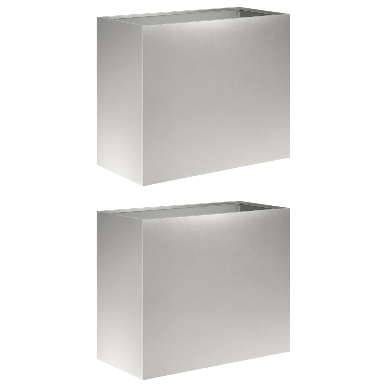 Vaso da giardino 2 pz Argento 60 x 30 x 50 cm Acciaio Inox