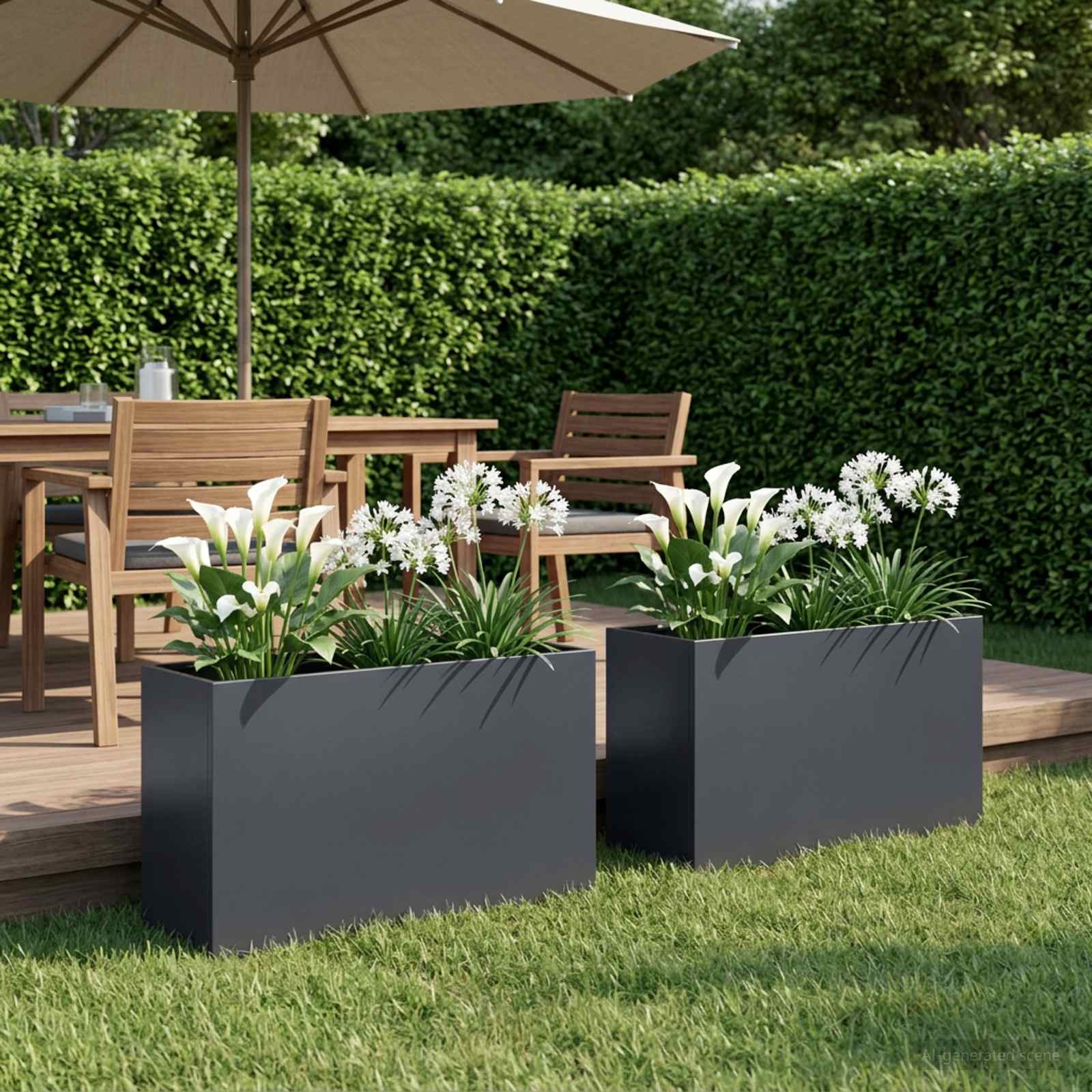 Vaso da giardino 2 pz Antracite 80 x 30 x 50 cm