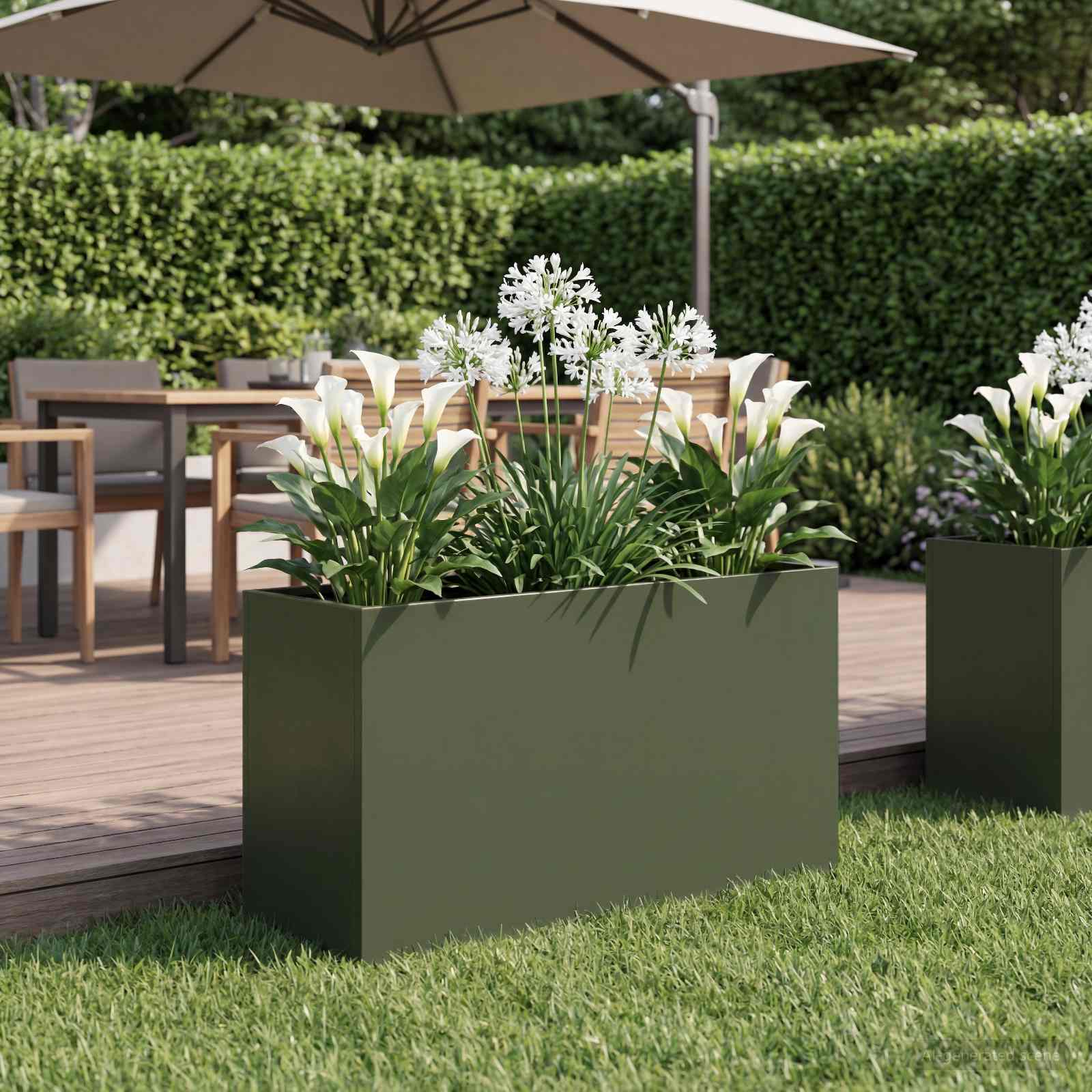 Vaso da giardino Verde Oliva 80 x 30 x 50 cm
