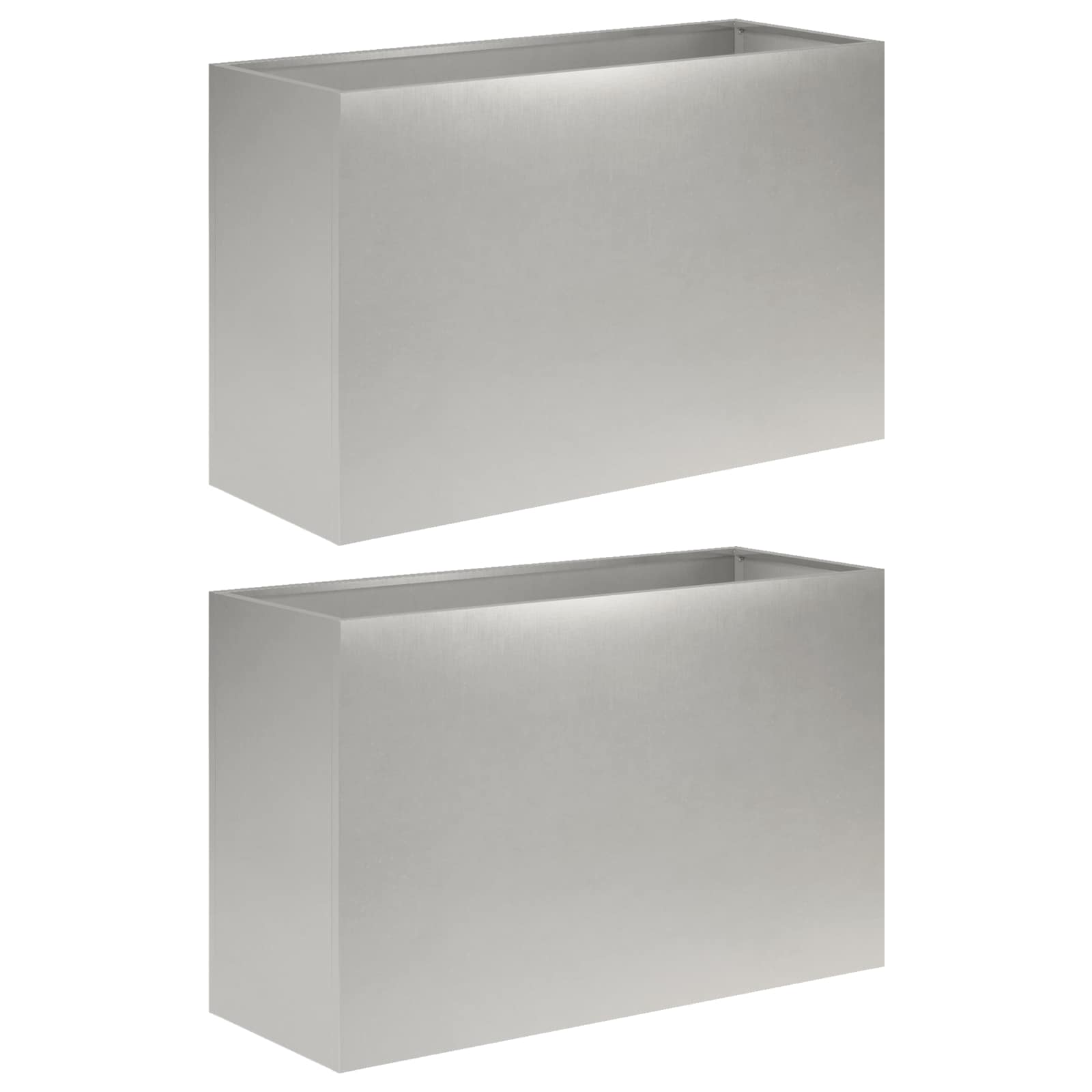 Vaso da giardino 2 pz Argento 80 x 30 x 50 cm Acciaio Inox