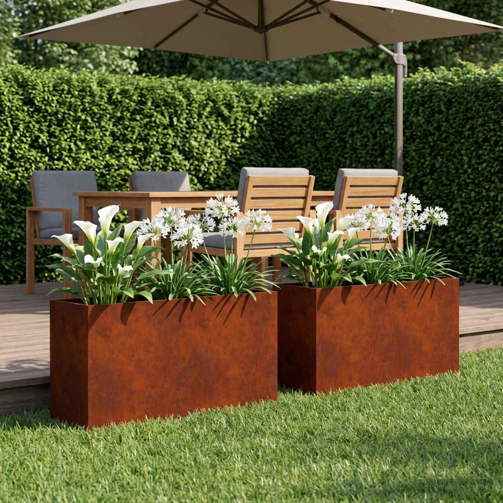 Vaso da giardino 2 pz Ruggine 80 x 30 x 50 cm Acciaio Corten