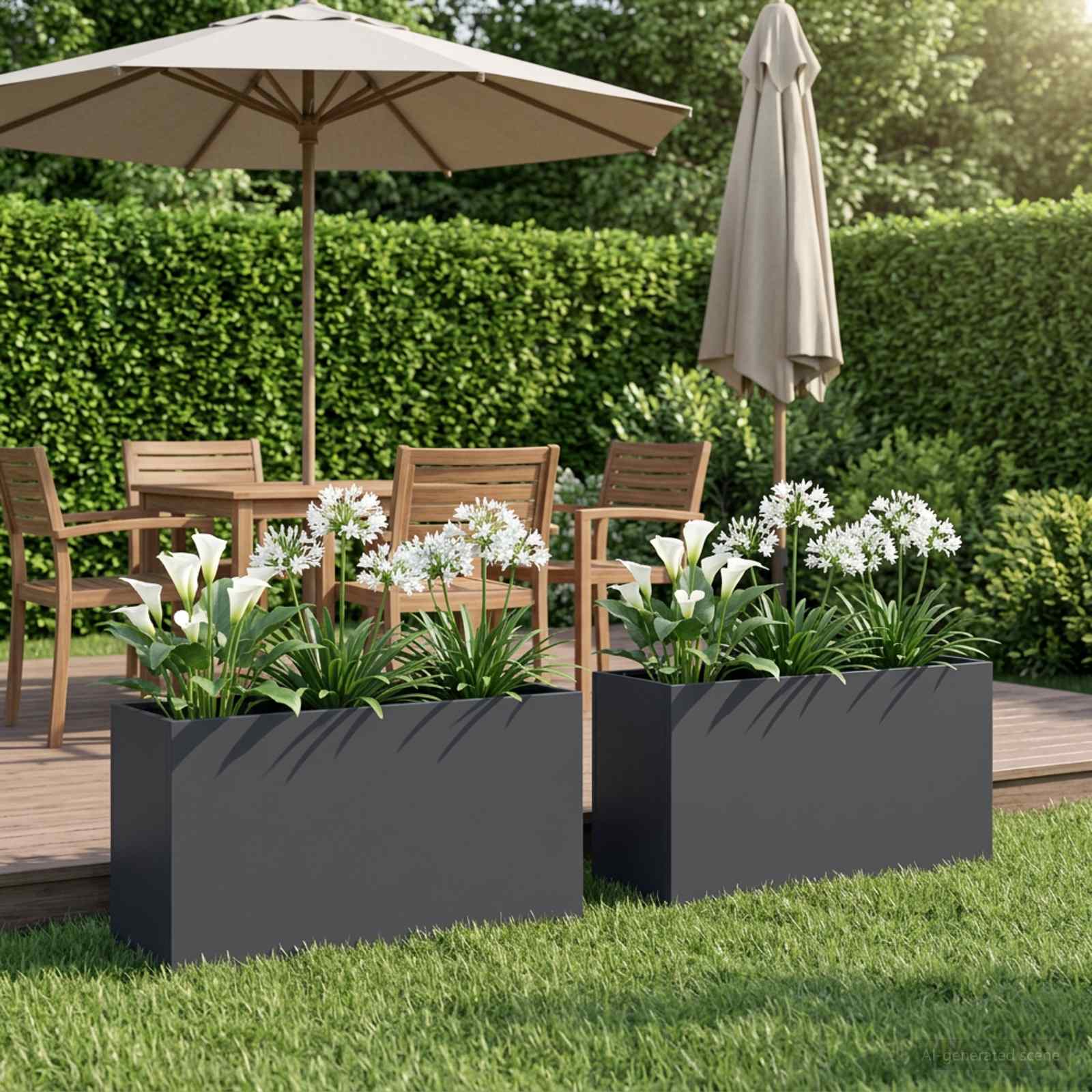 Vaso da giardino 2 pz Antracite 100 x 30 x 40 cm