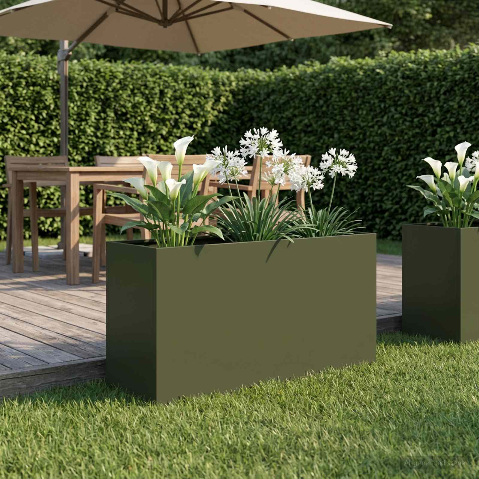 Vaso da giardino Verde Oliva 100 x 30 x 40 cm