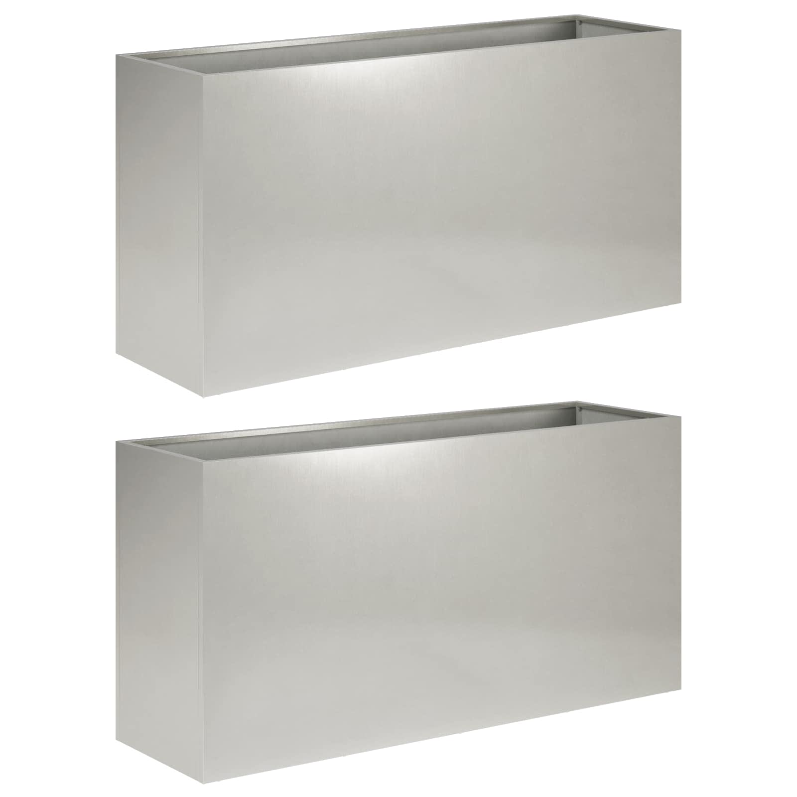 Vaso da giardino 2 pz Argento 100 x 30 x 40 cm Acciaio Inox