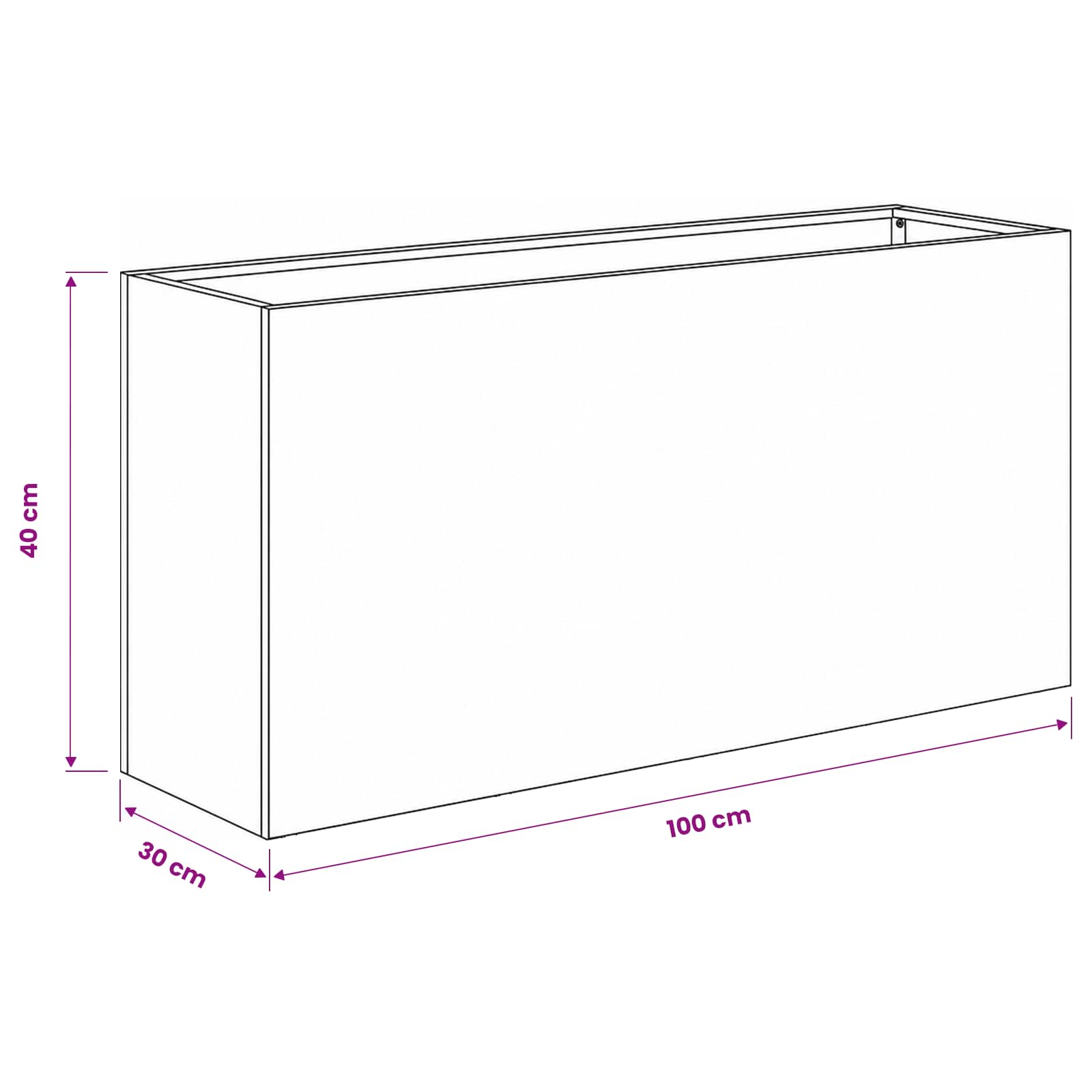 Vaso da giardino Argento 100 x 30 x 40 cm Acciaio zincato