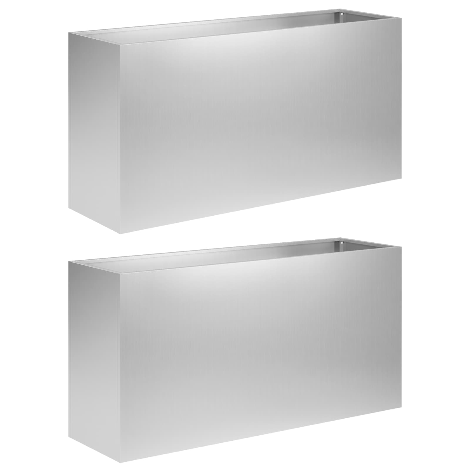 Vaso da giardino 2 pz Argento 100 x 30 x 40 cm Acciaio zincato