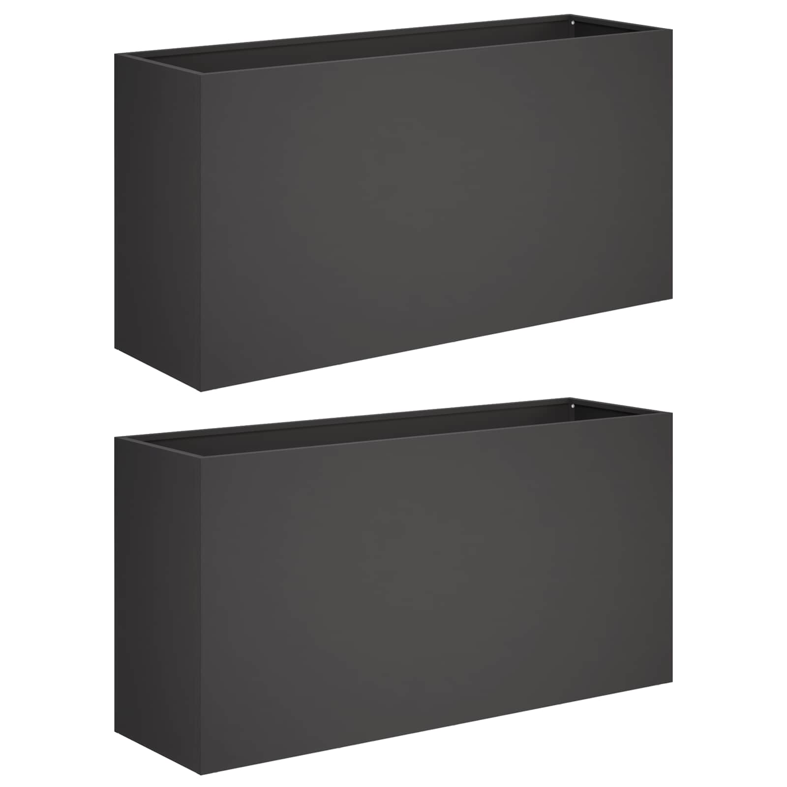Vaso da giardino 2 pz Nero 100 x 30 x 50 cm
