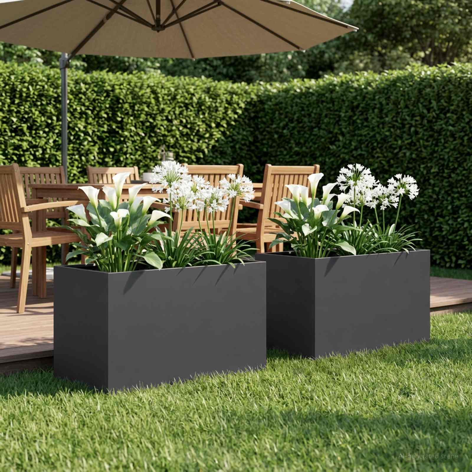 Vaso da giardino 2 pz Nero 50 x 40 x 40 cm
