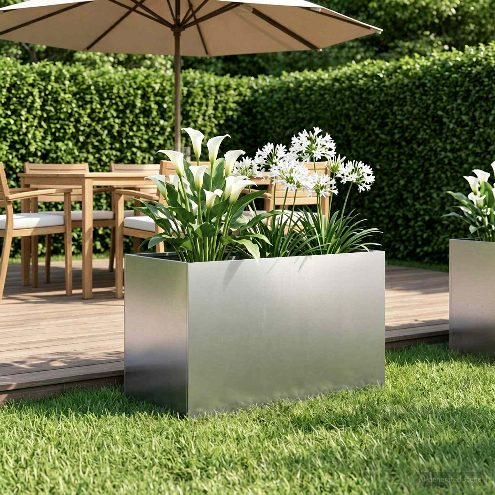 Vaso da giardino Argento 50 x 40 x 40 cm Acciaio Inox