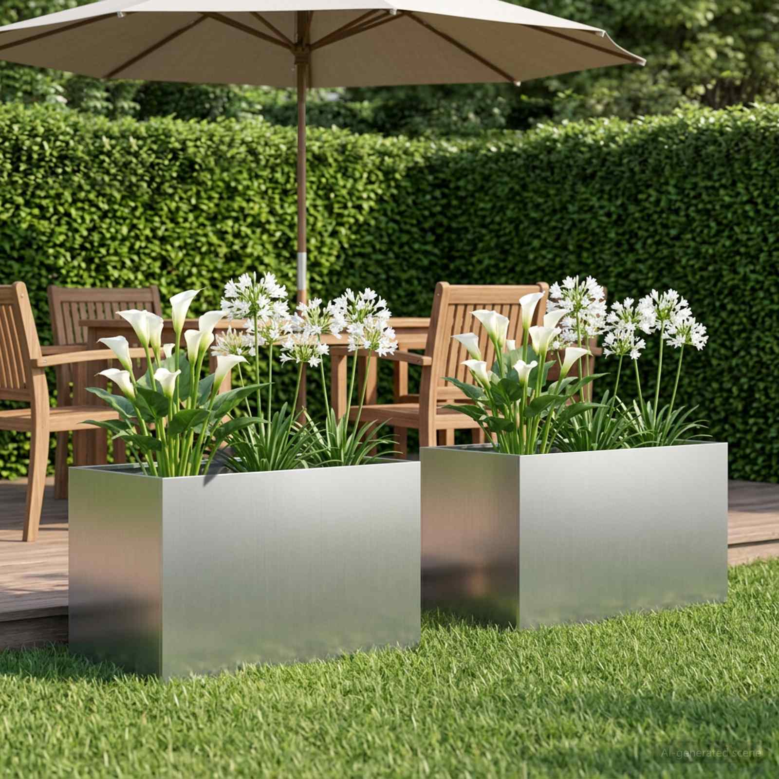 Vaso da giardino 2 pz Argento 50 x 40 x 40 cm Acciaio zincato