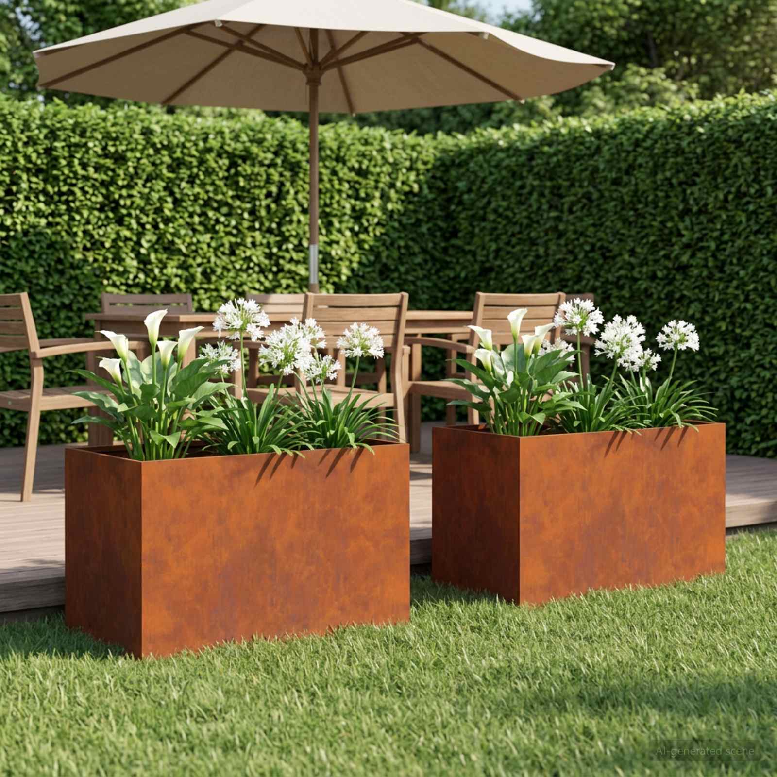 Vaso da giardino 2 pz Ruggine 50 x 40 x 40 cm Acciaio Corten