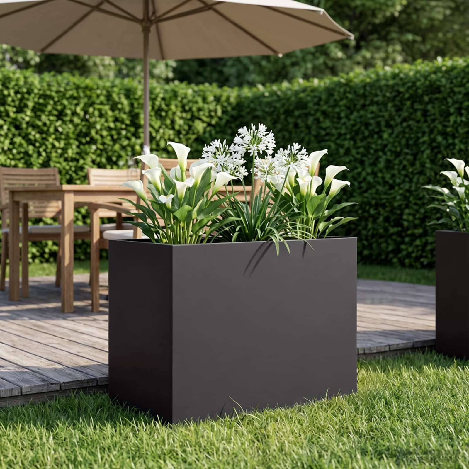 Vaso da giardino Nero 50 x 40 x 50 cm Acciaio laminato a freddo
