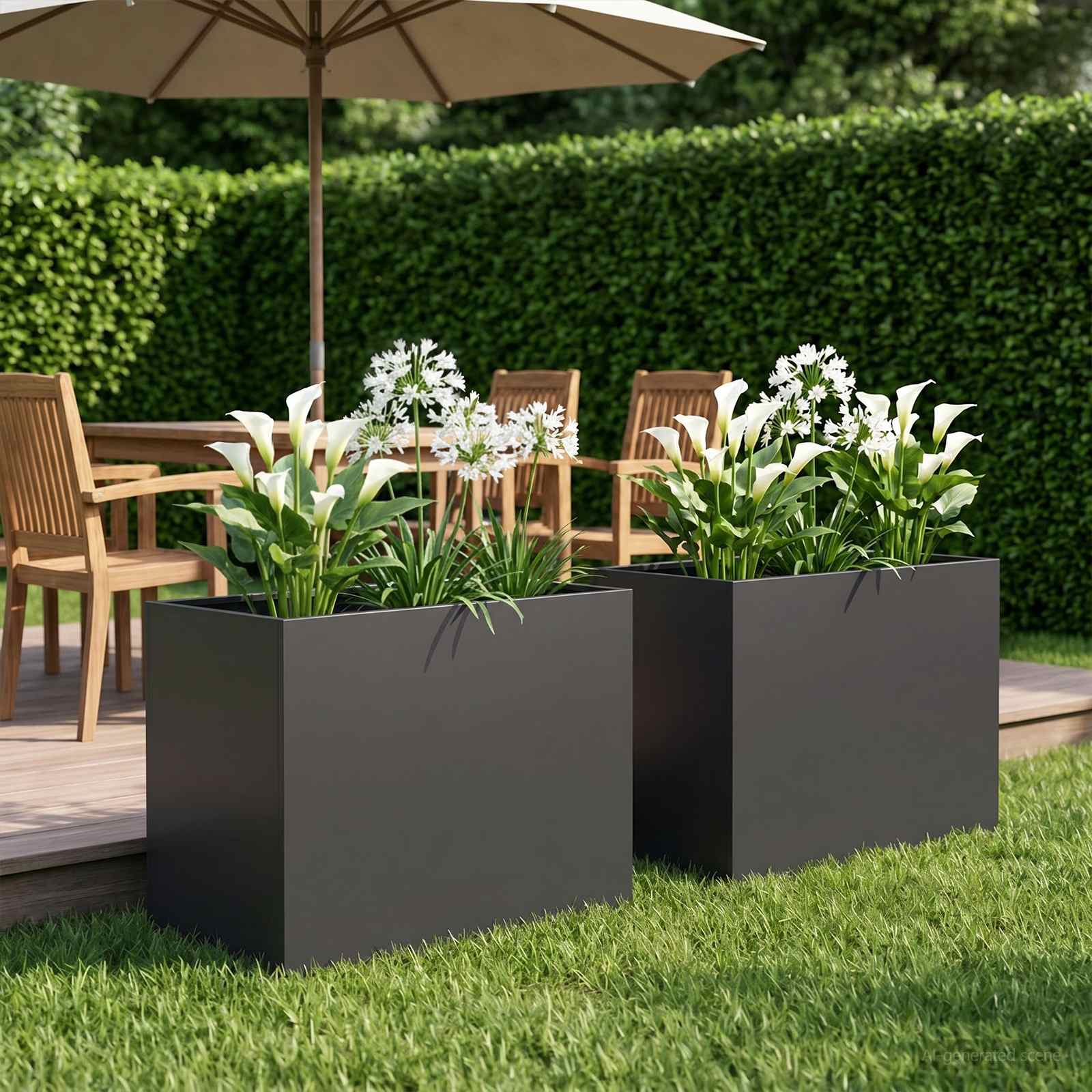 Vaso da giardino 2 pz Nero 50 x 40 x 50 cm
