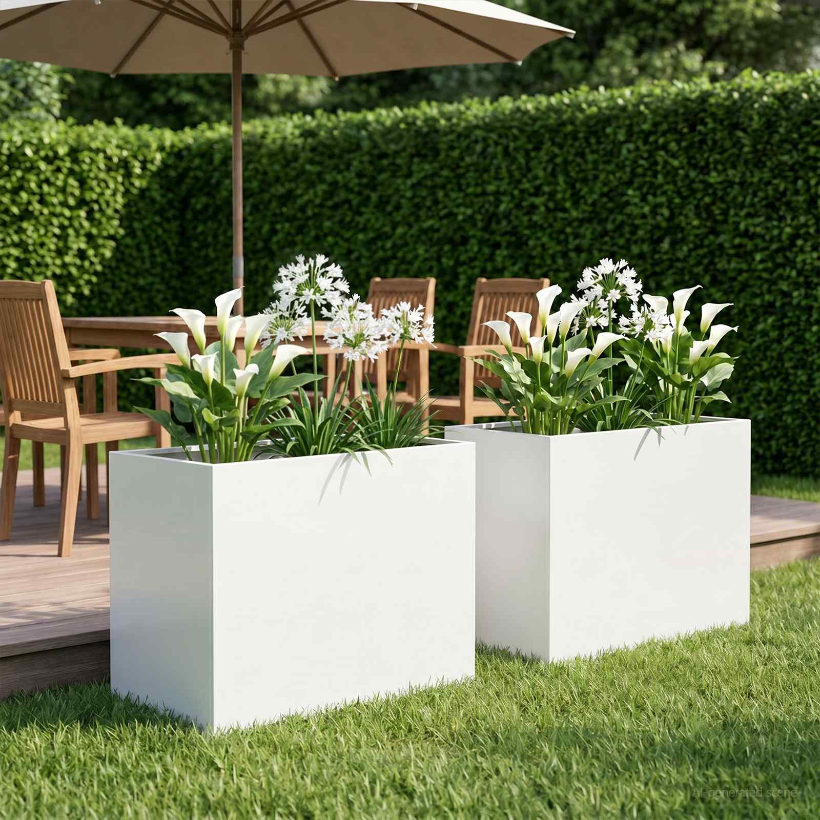 Vaso da giardino 2 pz Bianco 50 x 40 x 50 cm