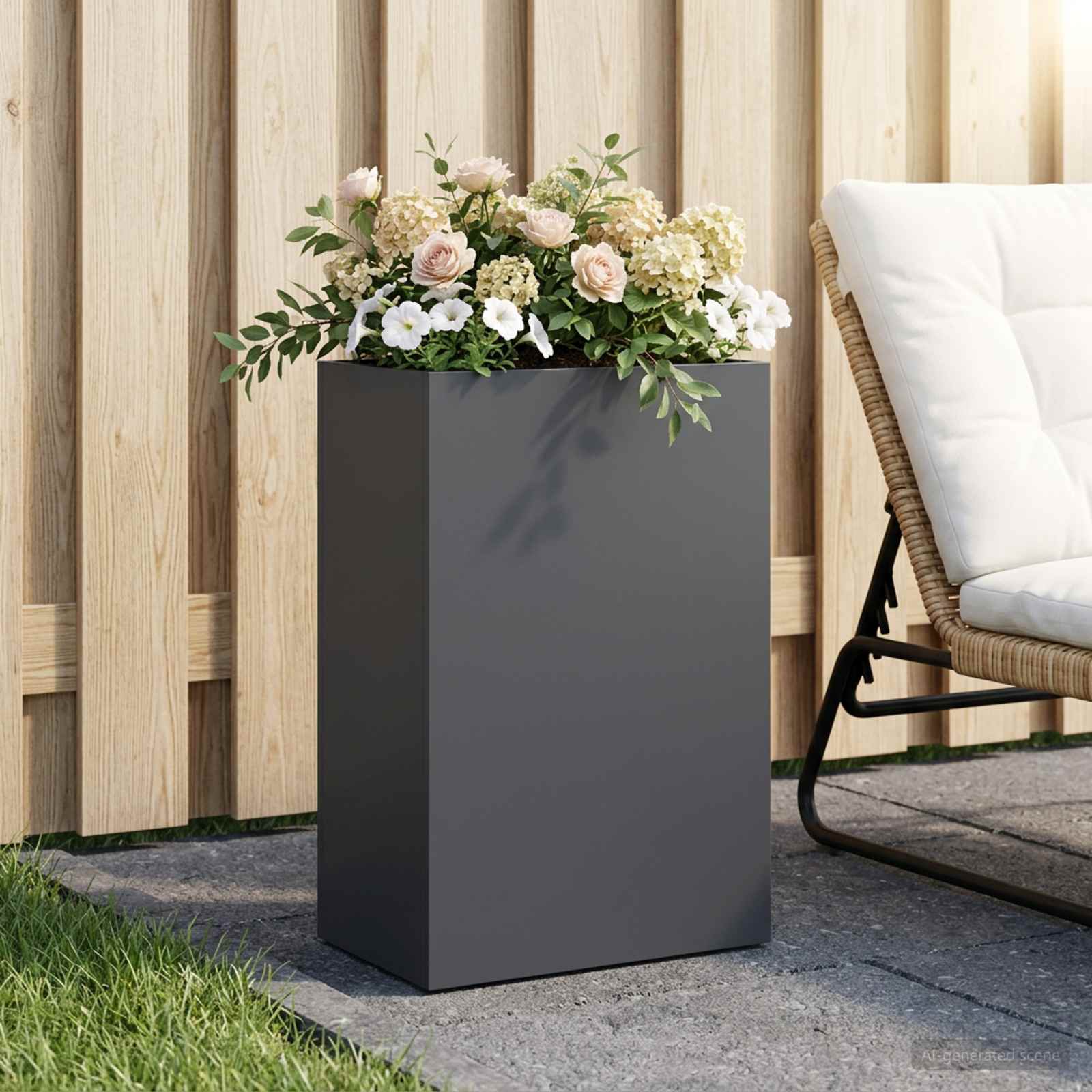 Vaso da giardino Antracite 50 x 40 x 75 cm