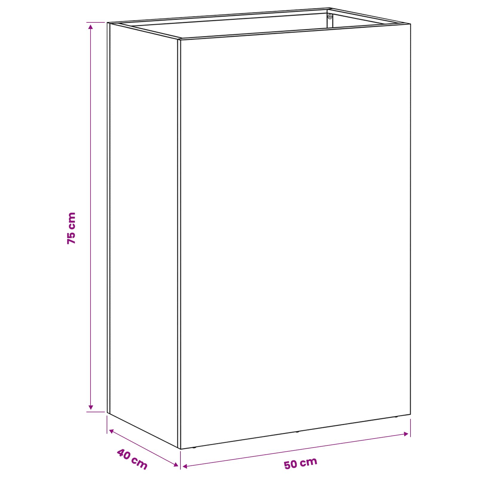Vaso da giardino Argento 50 x 40 x 75 cm Acciaio zincato