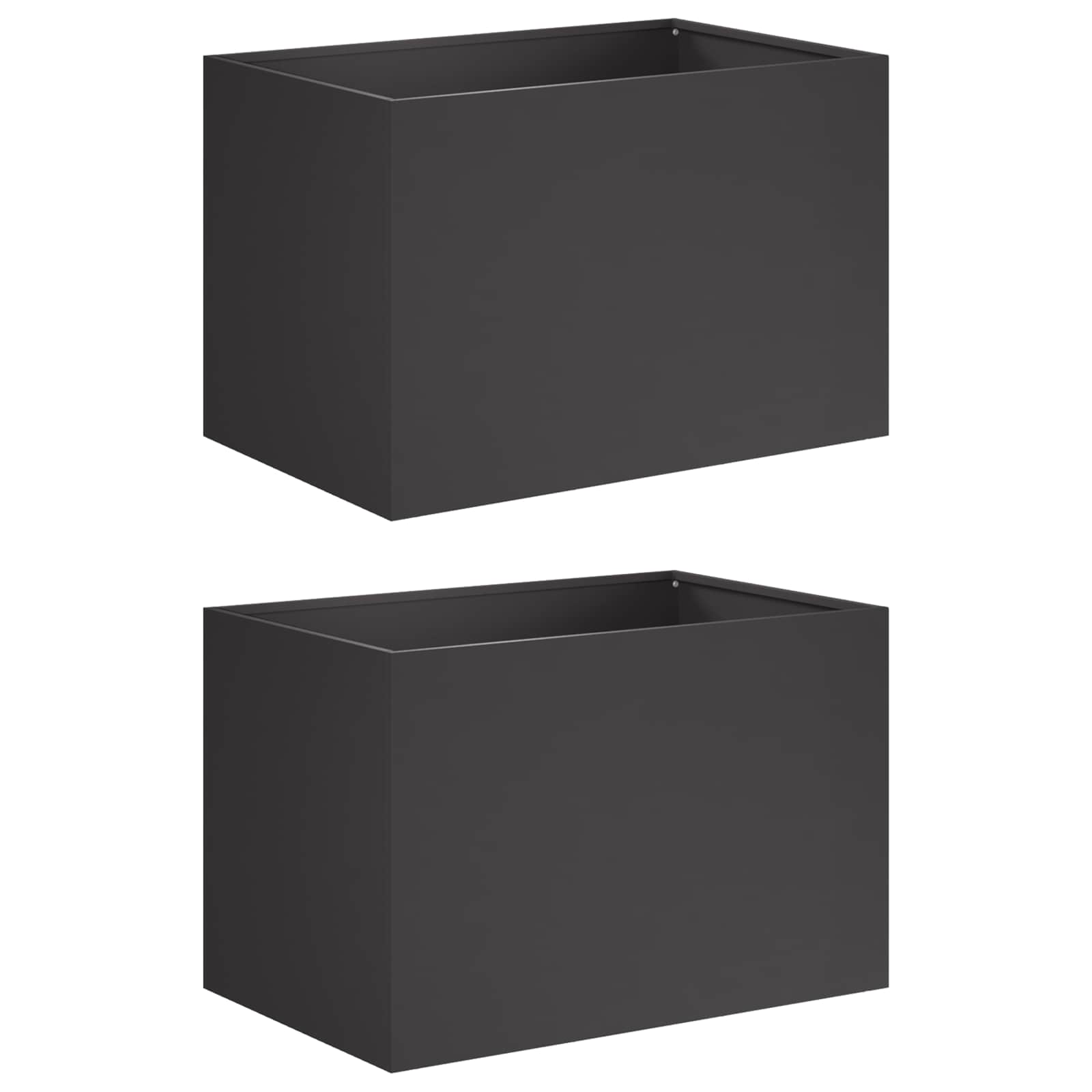Vaso da giardino 2 pz Nero 60 x 40 x 40 cm