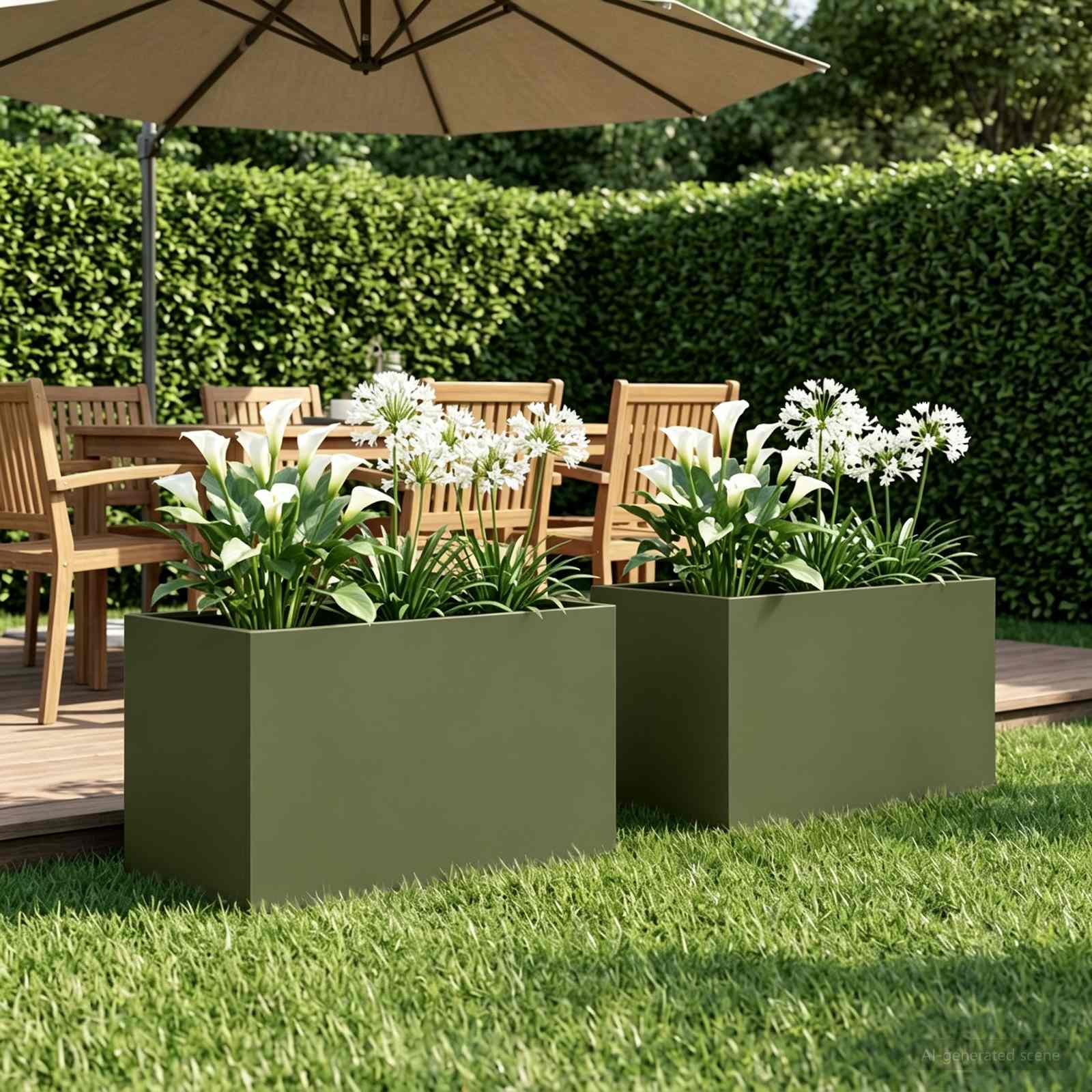 Vaso da giardino 2 pz Verde Oliva 60 x 40 x 40 cm