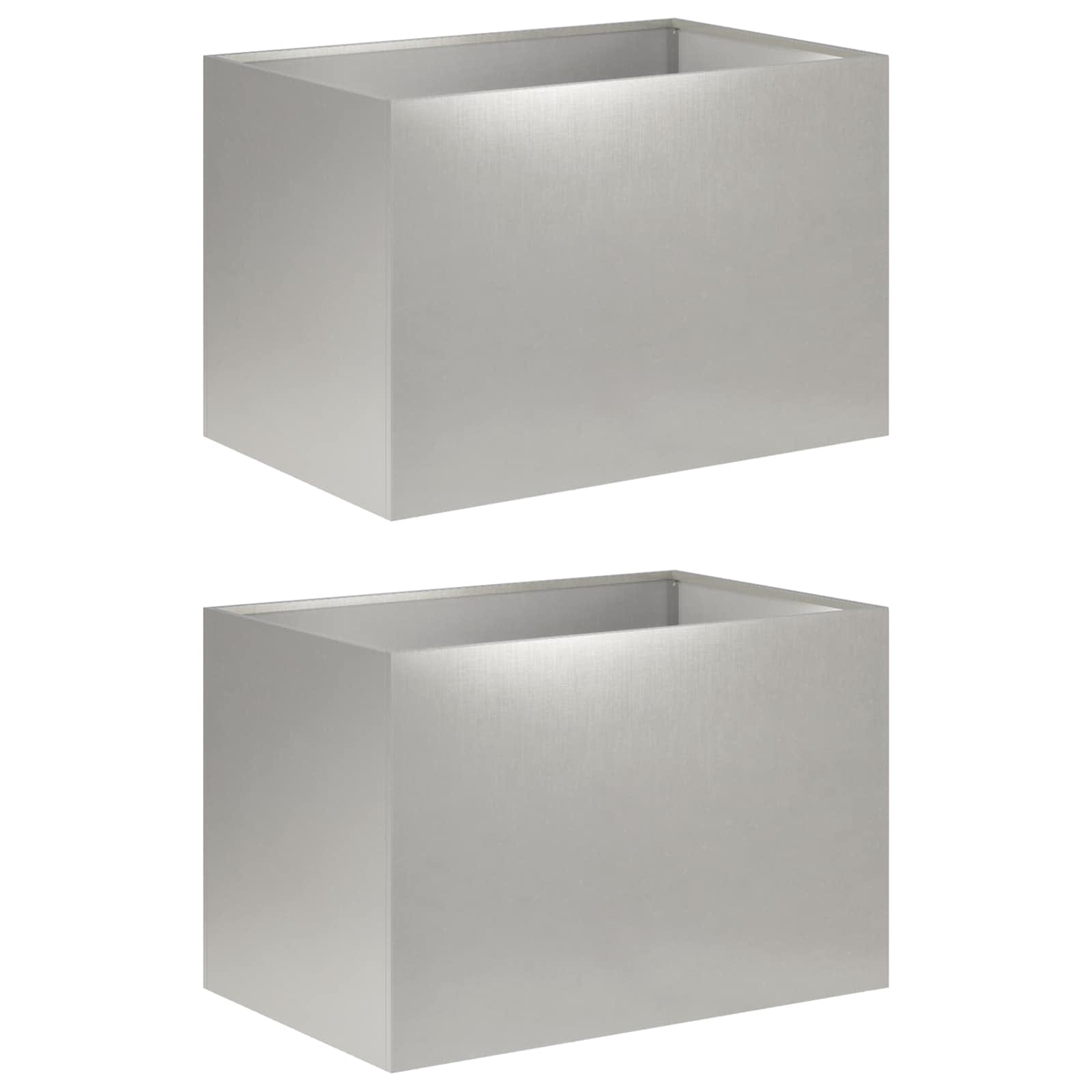 Vaso da giardino 2 pz Argento 60 x 40 x 40 cm Acciaio Inox