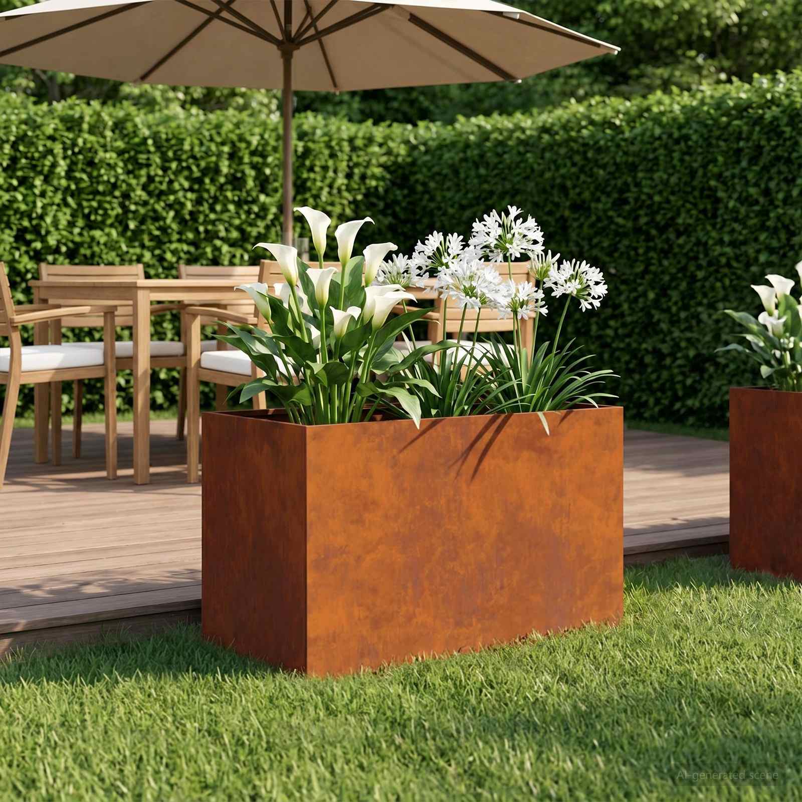 Vaso da giardino Ruggine 60 x 40 x 40 cm Acciaio Corten