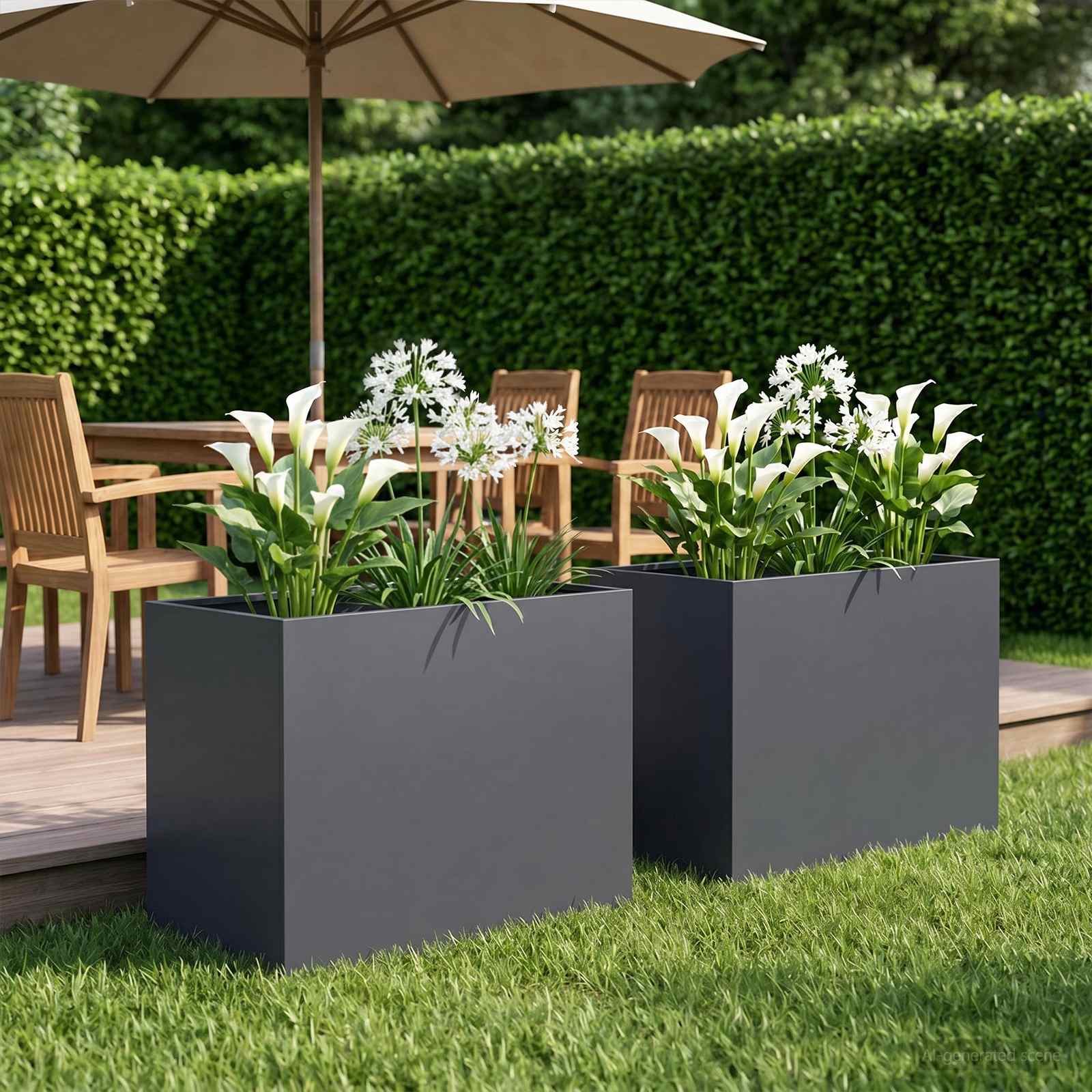 Vaso da giardino 2 pz Antracite 60 x 40 x 50 cm