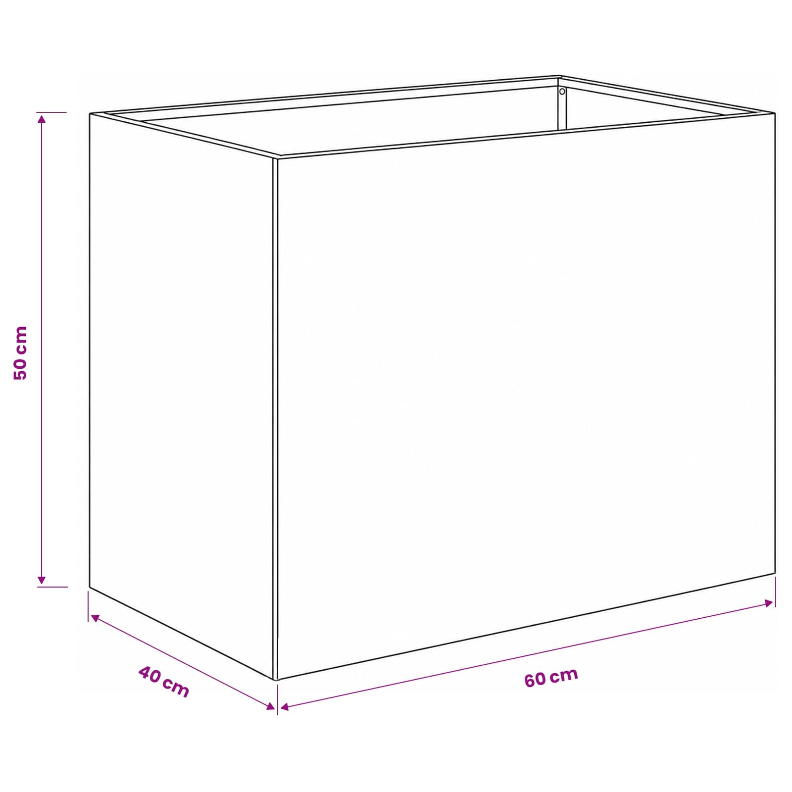 Vaso da giardino Argento 60 x 40 x 50 cm Acciaio Inox