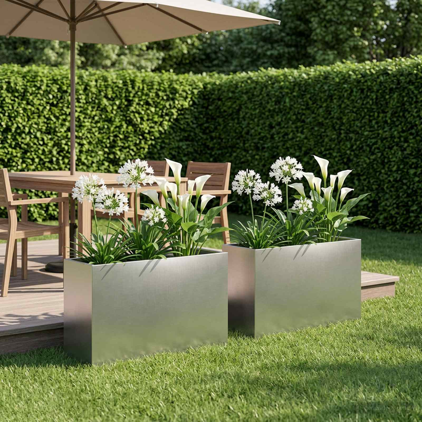 Vaso da giardino 2 pz Argento 80 x 40 x 50 cm Acciaio Inox