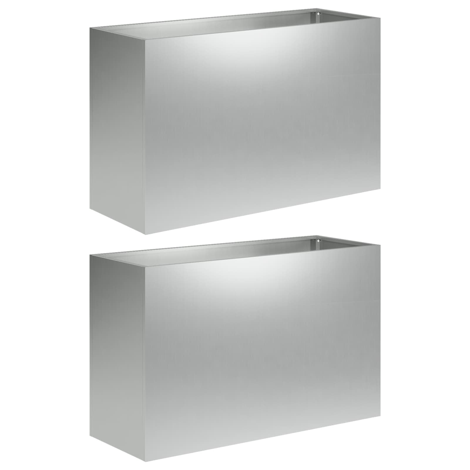 Vaso da giardino 2 pz Argento 80 x 40 x 50 cm Acciaio zincato