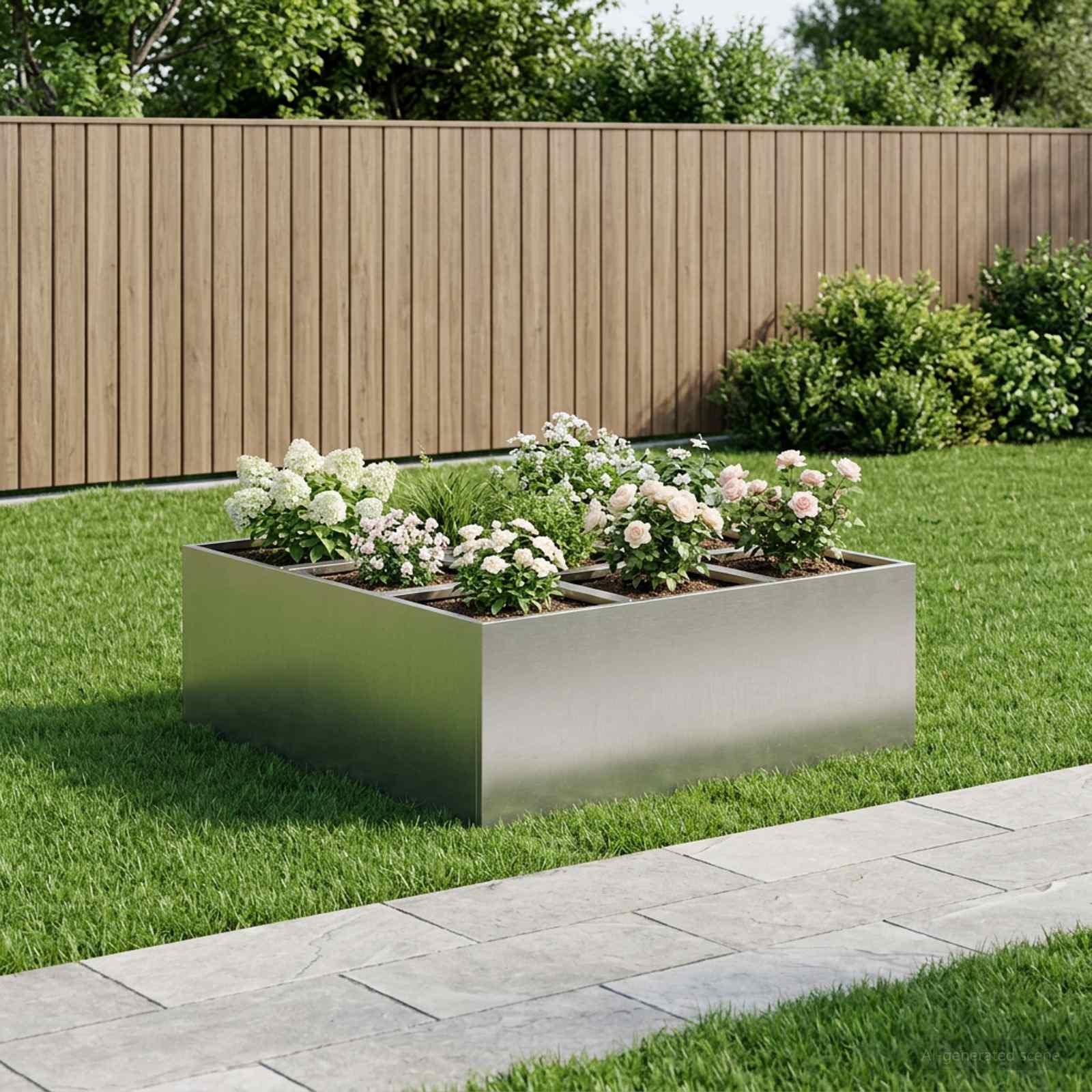 Vaso da giardino Argento 100 x 100 x 20 cm Acciaio Inox
