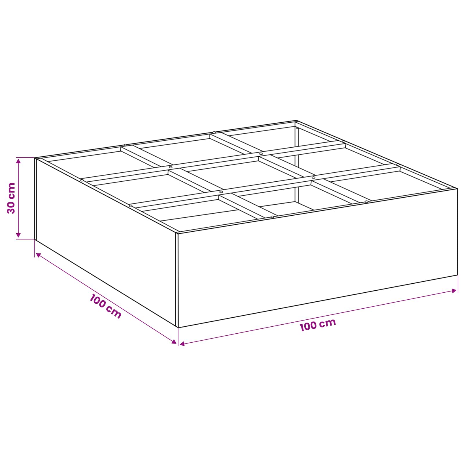 Vaso da giardino Nero 100 x 100 x 30 cm