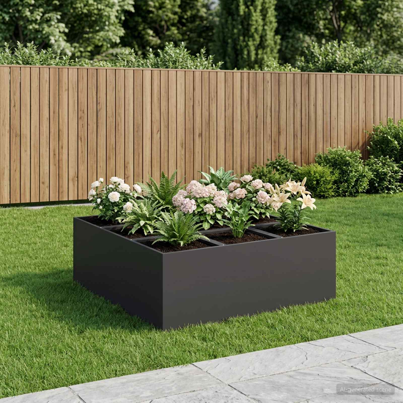 Vaso da giardino Nero 100 x 100 x 40 cm