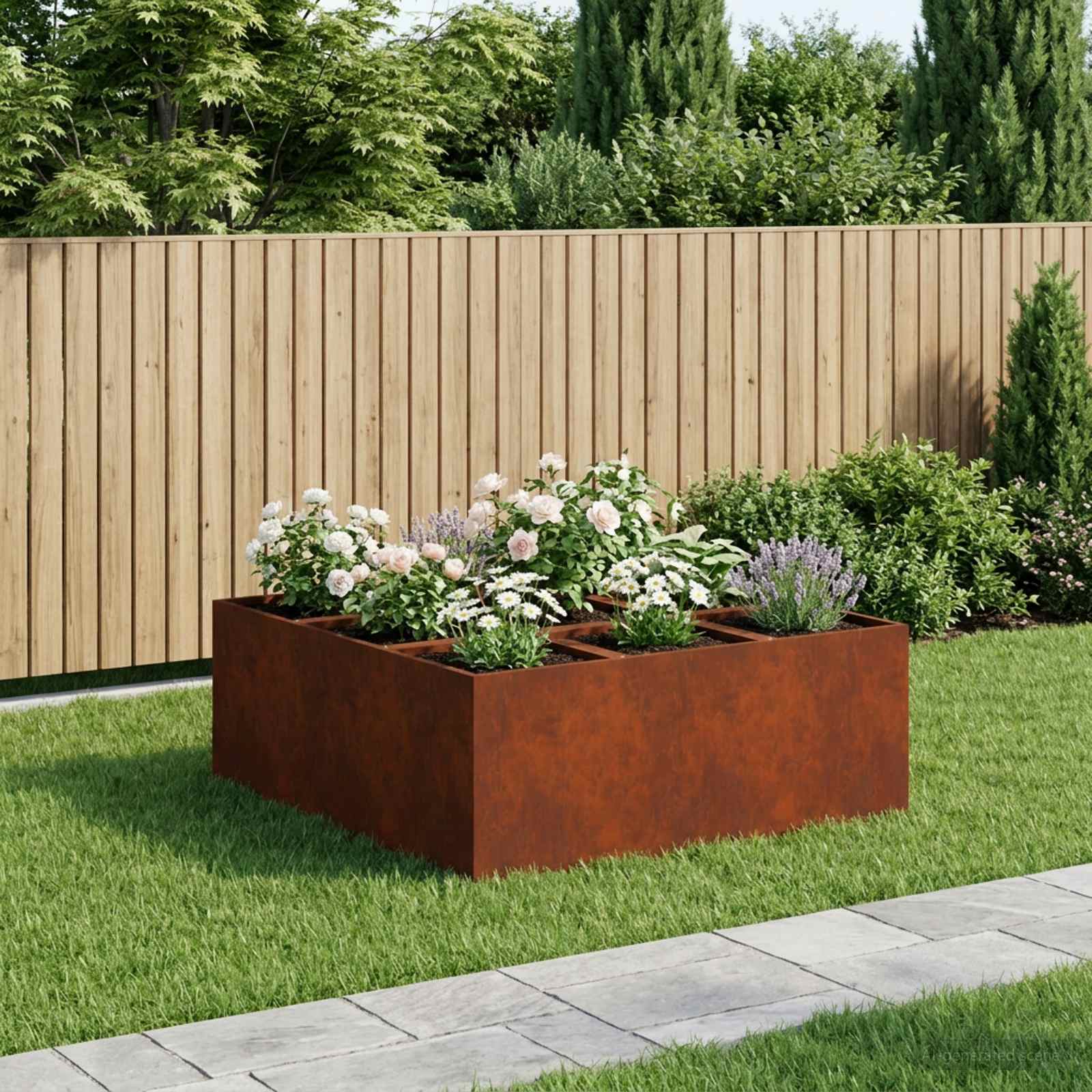 Vaso da giardino Ruggine 100 x 100 x 40 cm Acciaio Corten