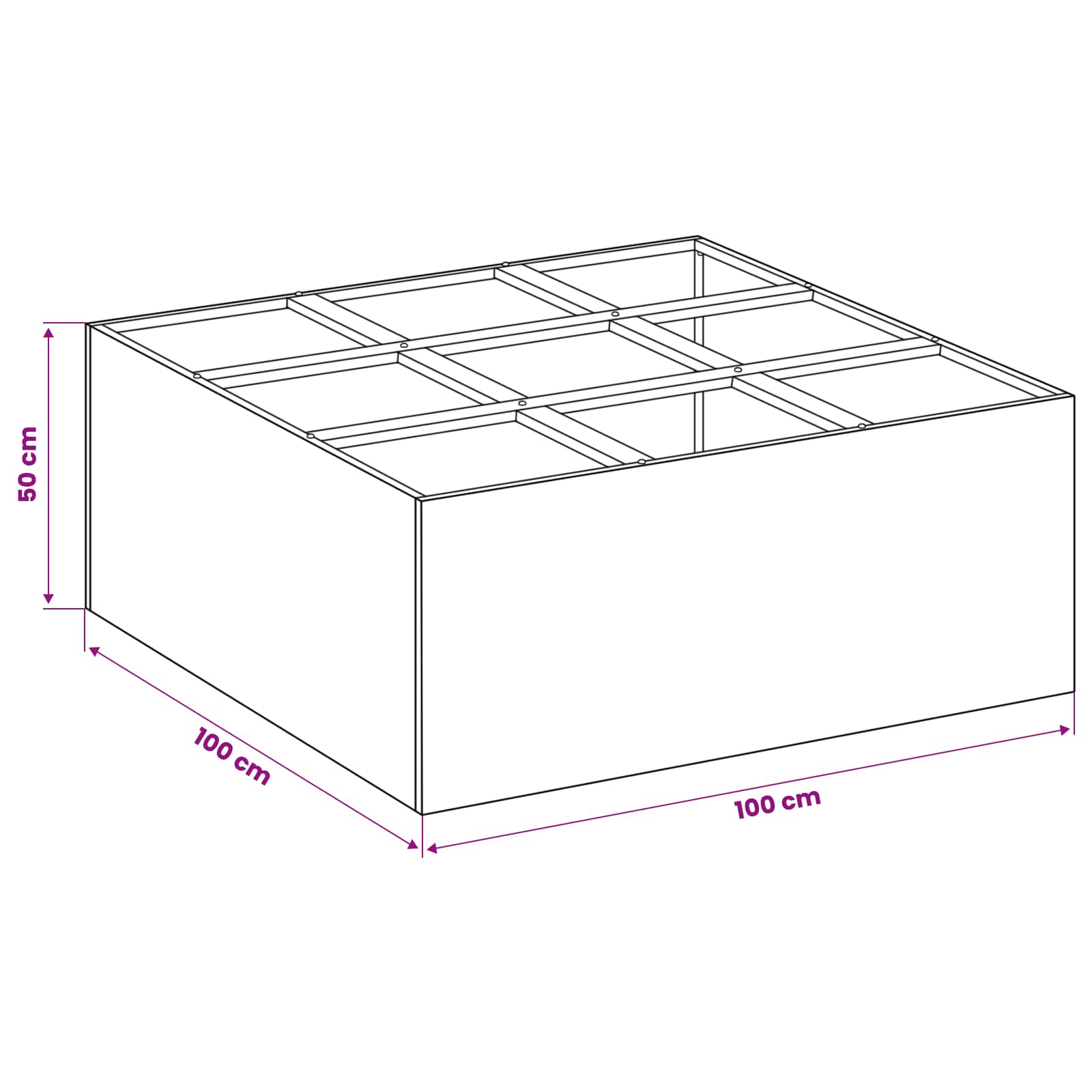 Vaso da giardino Antracite 100 x 100 x 50 cm