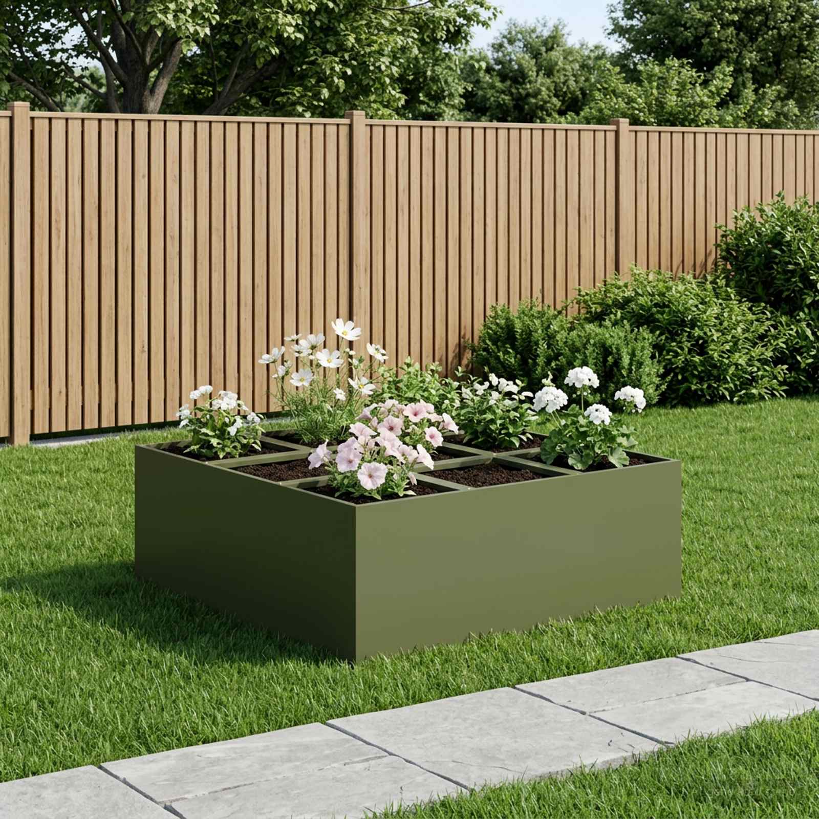 Vaso da giardino Verde Oliva 100 x 100 x 50 cm