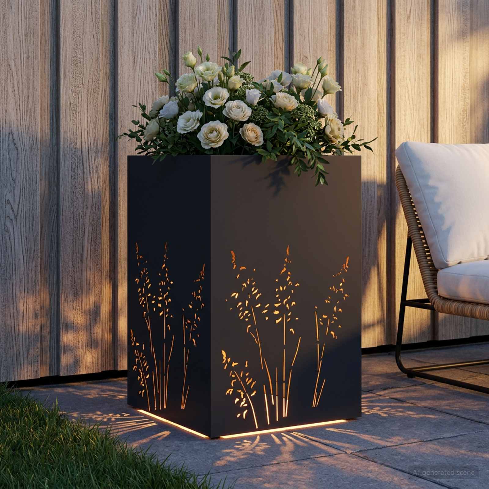 Vaso da giardino Nero 50 x 50 x 75 cm Acciaio laminato a freddo
