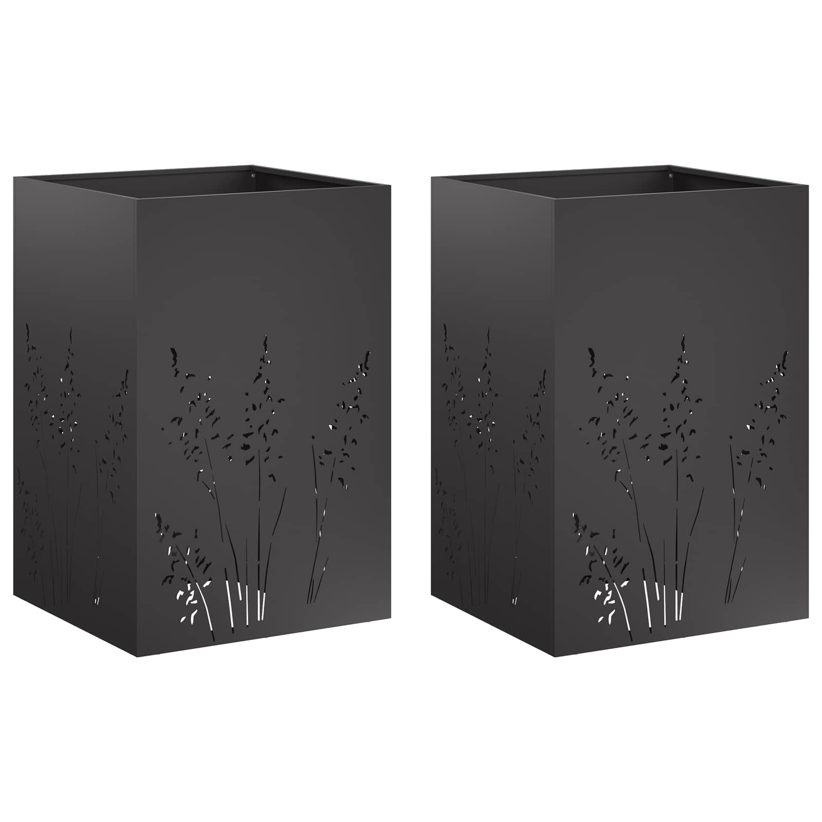 Vaso da giardino 2 pz Nero 50 x 50 x 75 cm