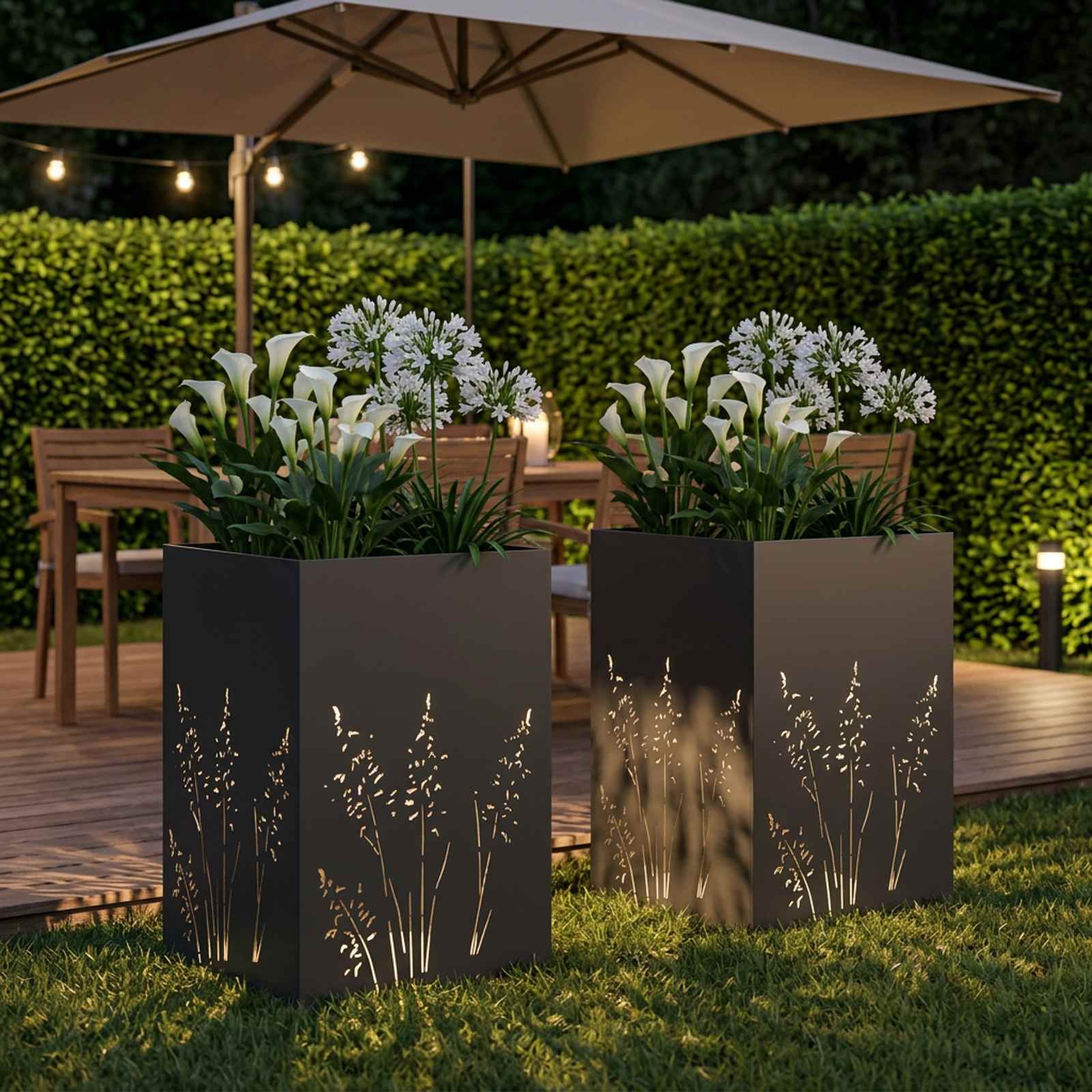 Vaso da giardino 2 pz Nero 50 x 50 x 75 cm