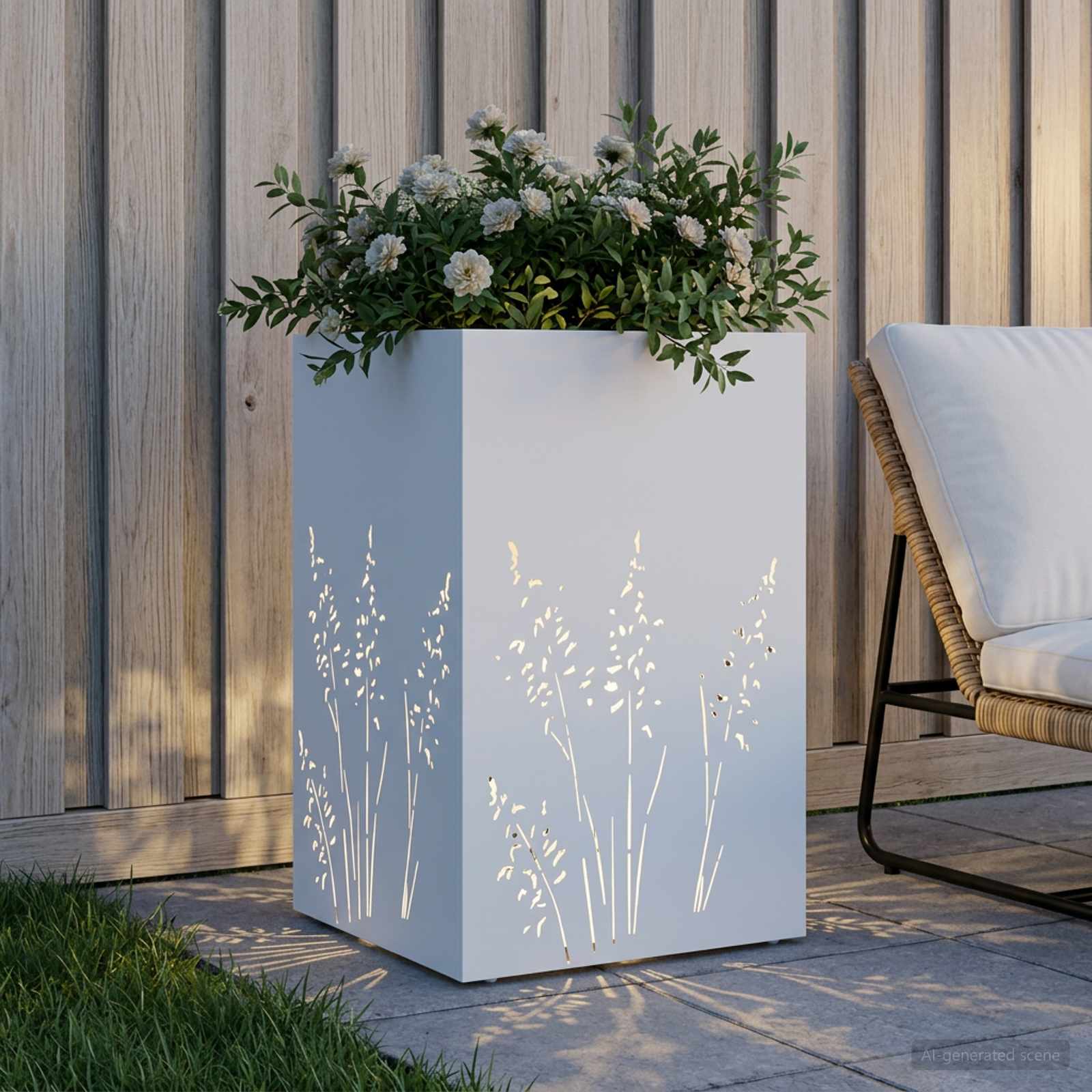 Vaso da giardino Bianco 50 x 50 x 75 cm