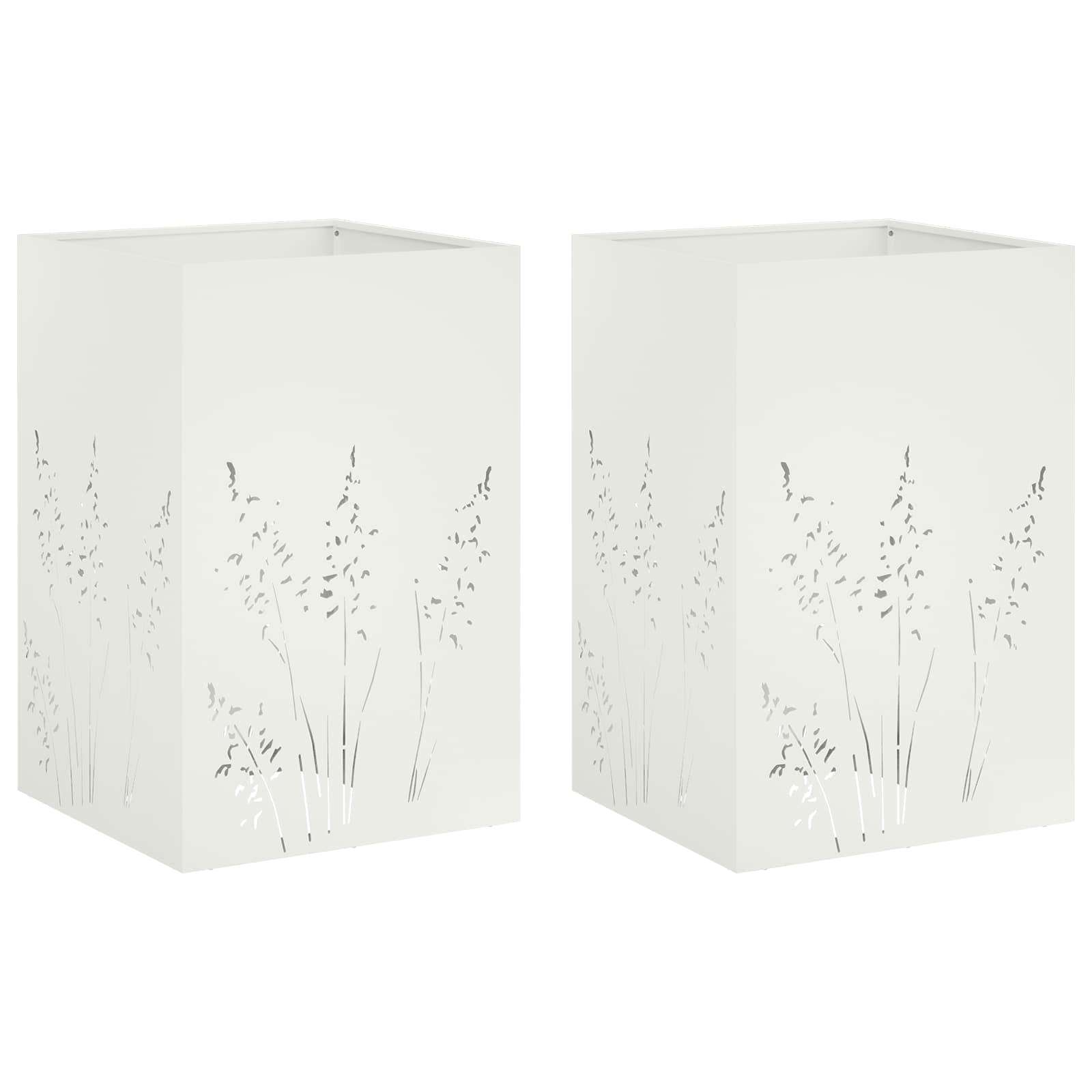Vaso da giardino 2 pz Bianco 50 x 50 x 75 cm