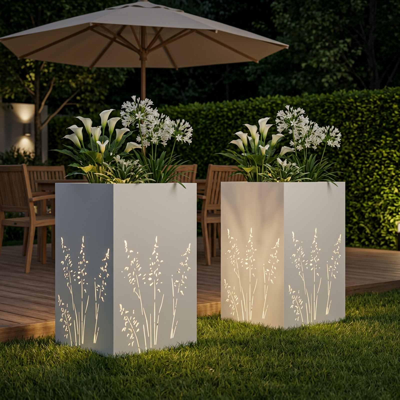 Vaso da giardino 2 pz Bianco 50 x 50 x 75 cm