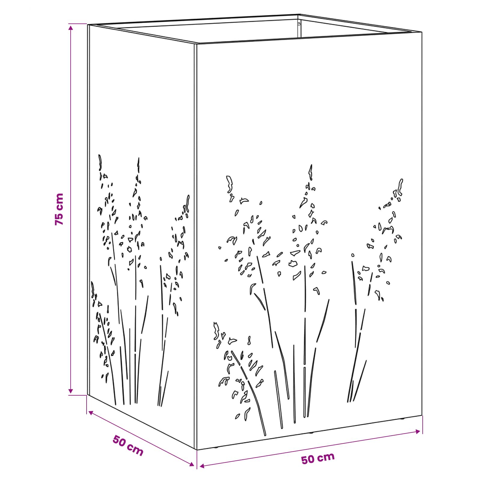 Vaso da giardino Antracite 50 x 50 x 75 cm