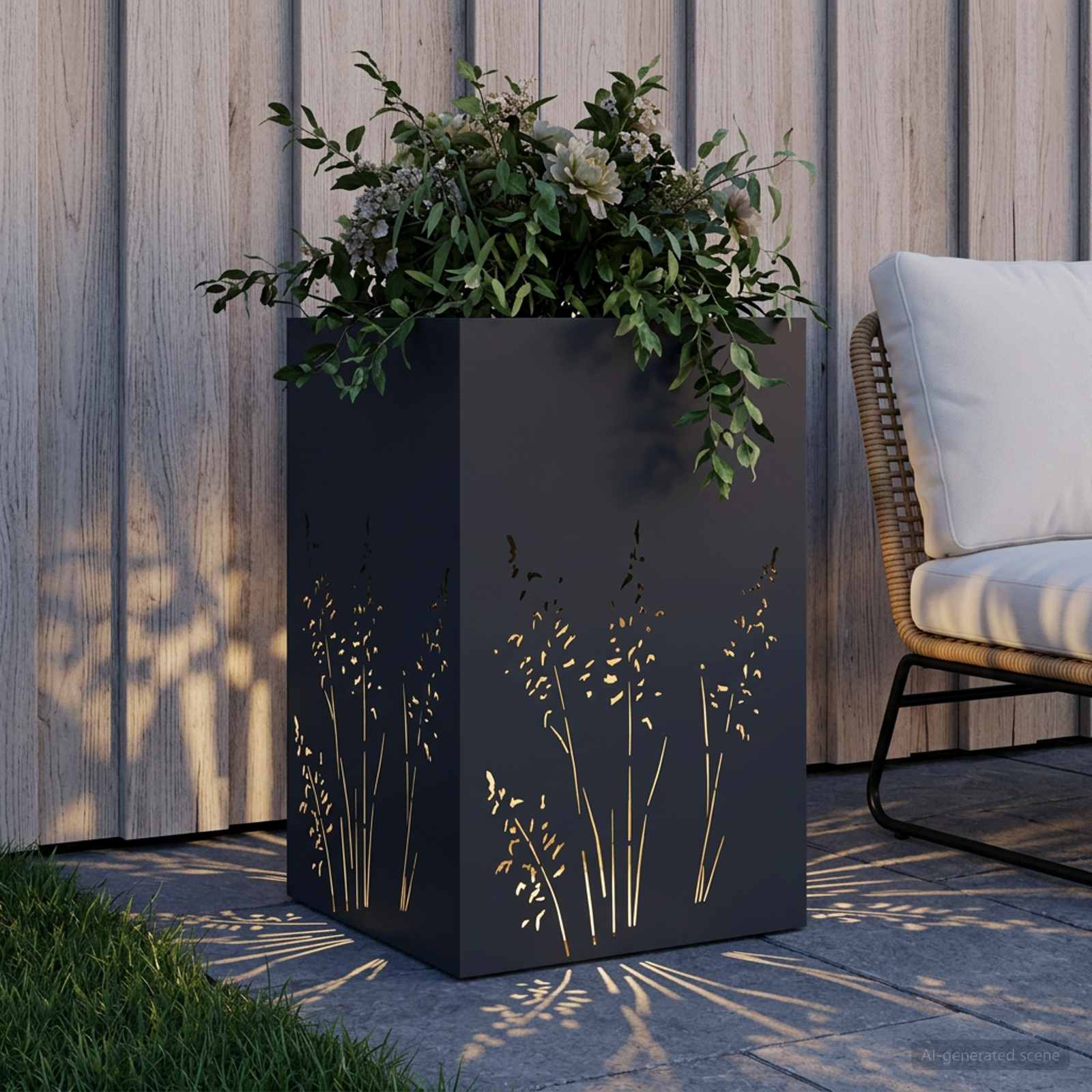 Vaso da giardino Antracite 50 x 50 x 75 cm