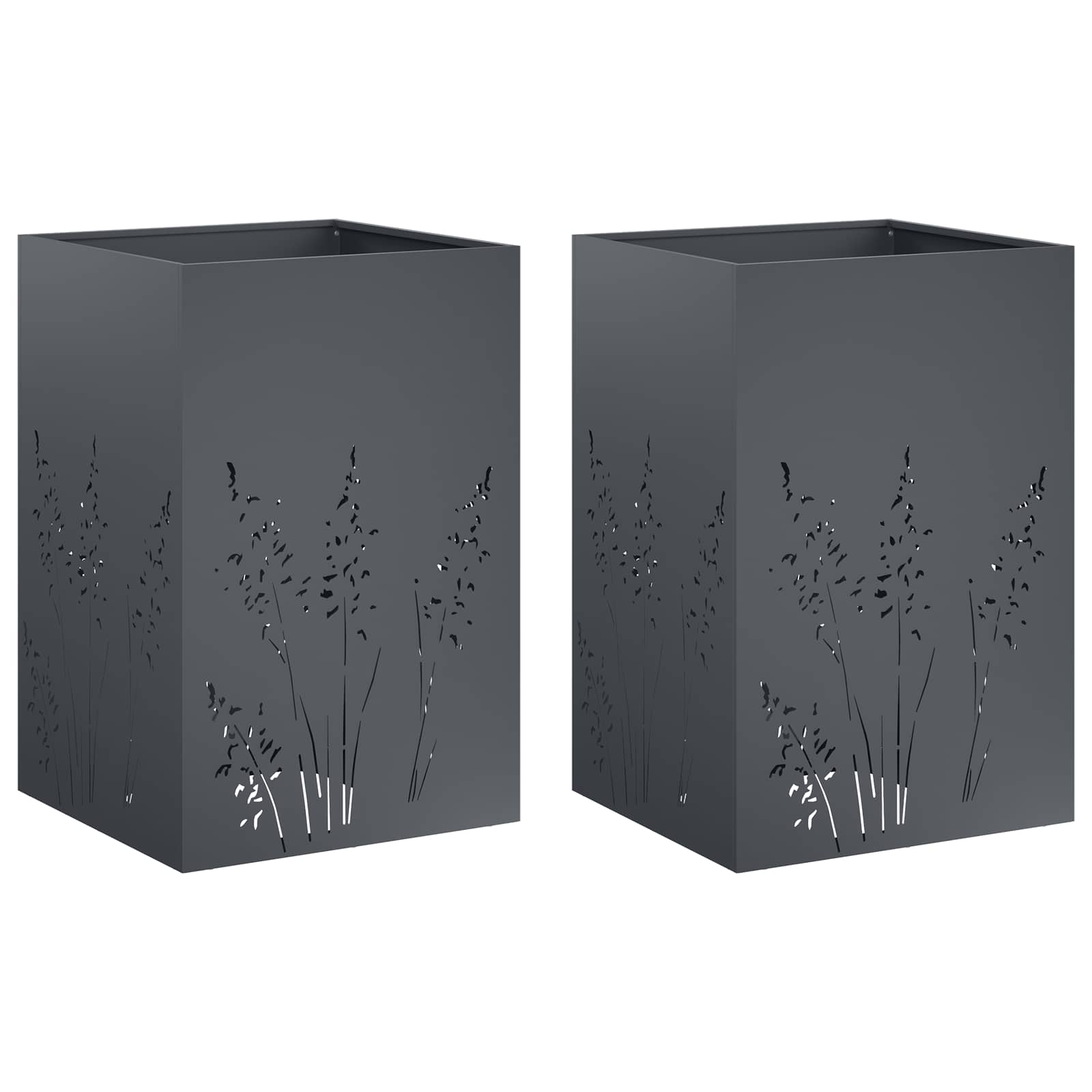 Vaso da giardino 2 pz Antracite 50 x 50 x 75 cm